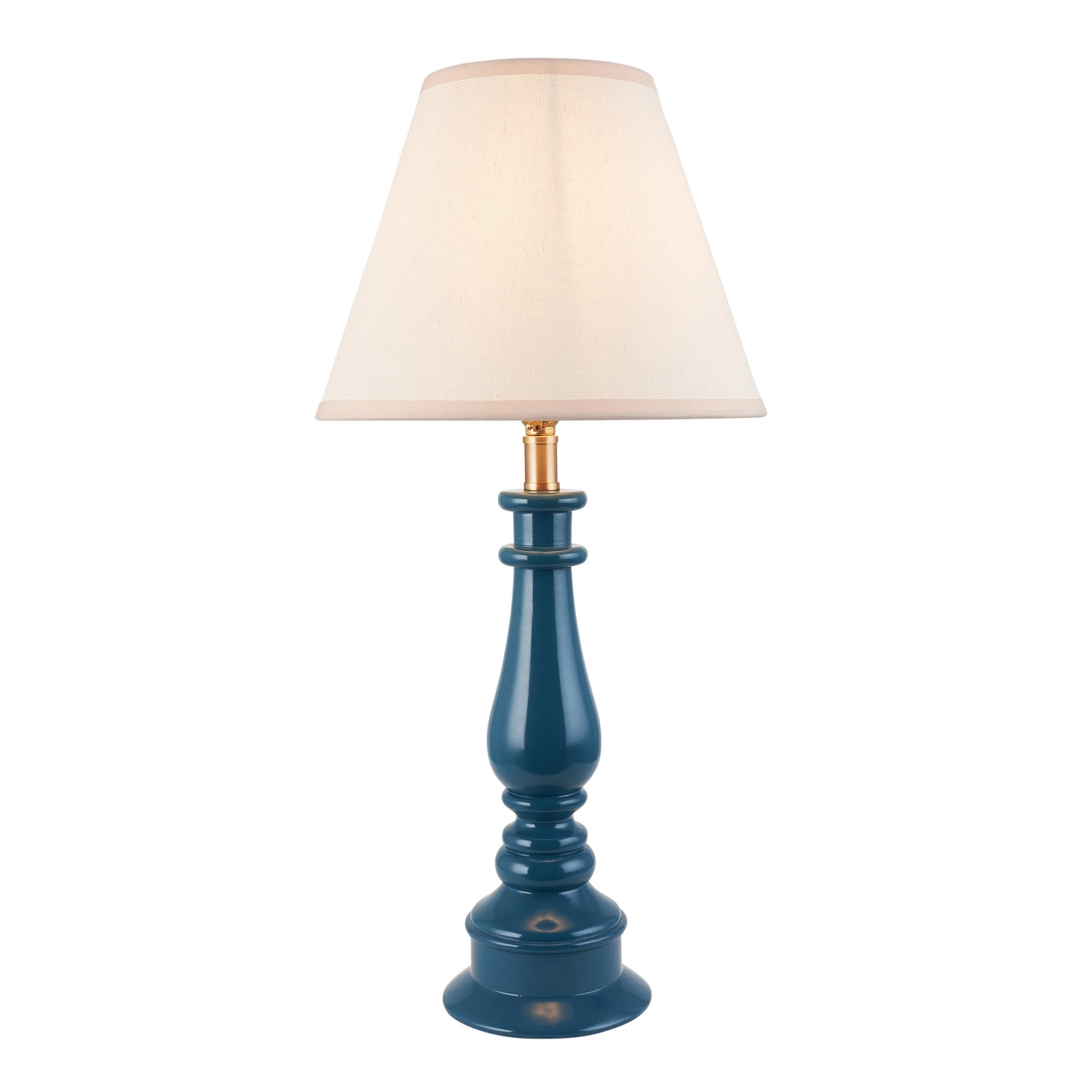 Endon Myrtle Gloss Marlin Blue Table Lamp & Ivy 25cm Vintage White Shade