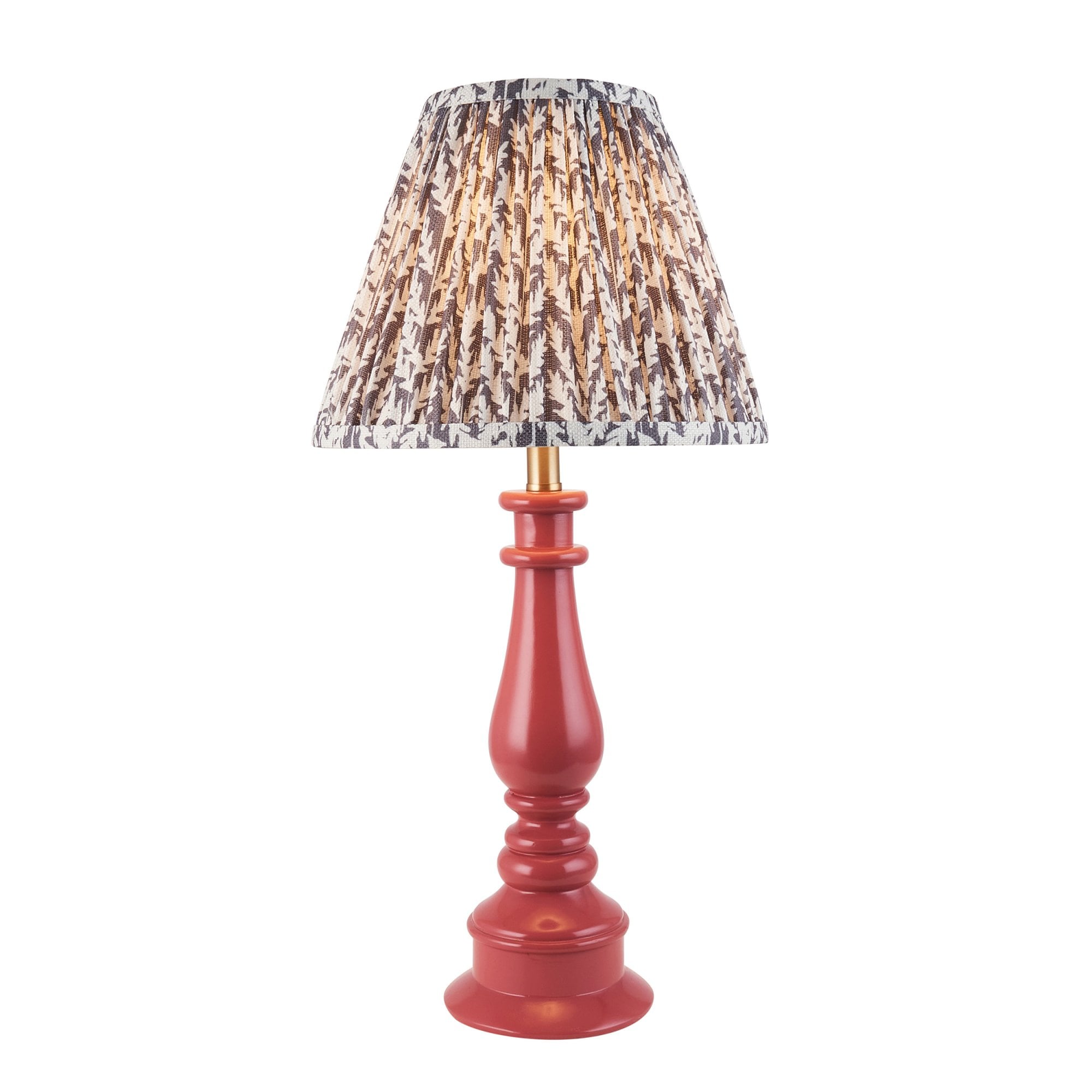 Endon Myrtle Gloss Pink Clay Table Lamp & Leaf 25cm Pearl Grey Shade