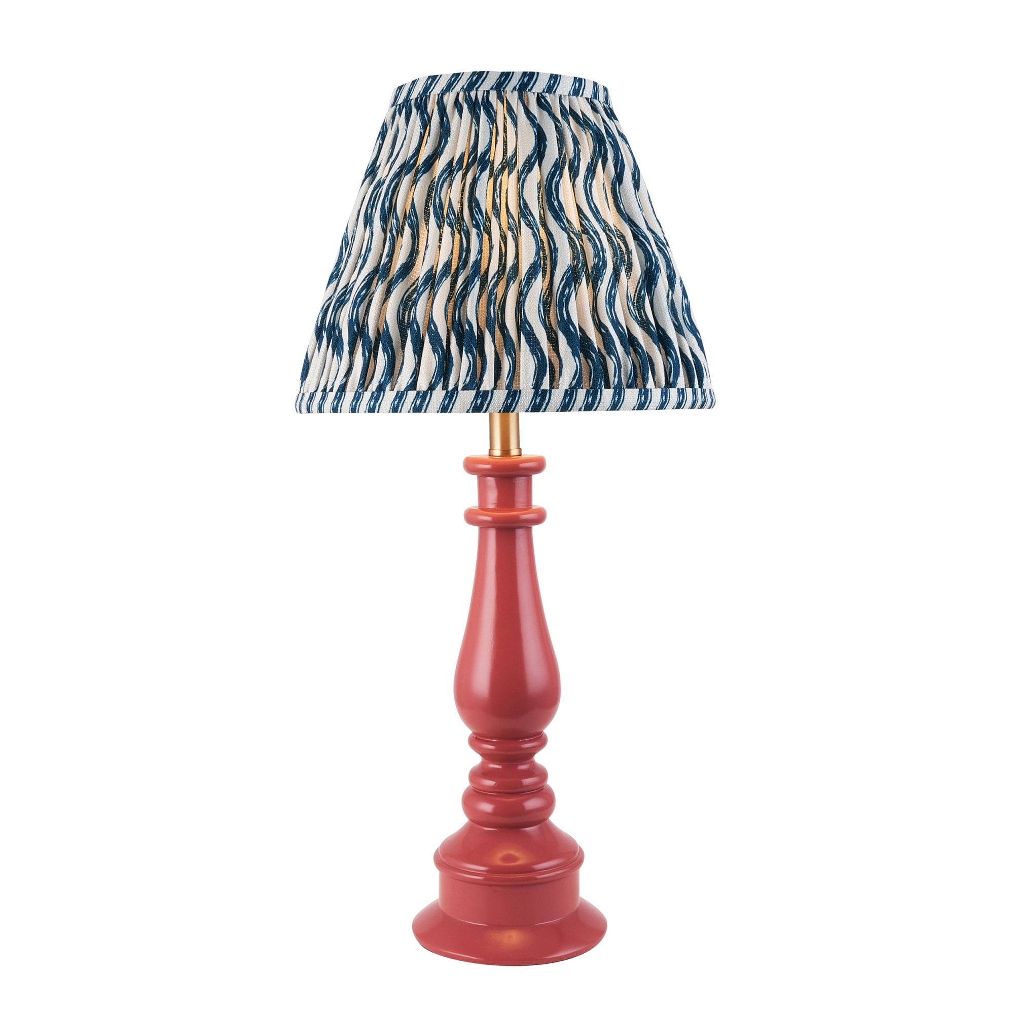 Endon Myrtle Gloss Pink Clay Table Lamp & Ripple 25cm Marlin Blue Shade