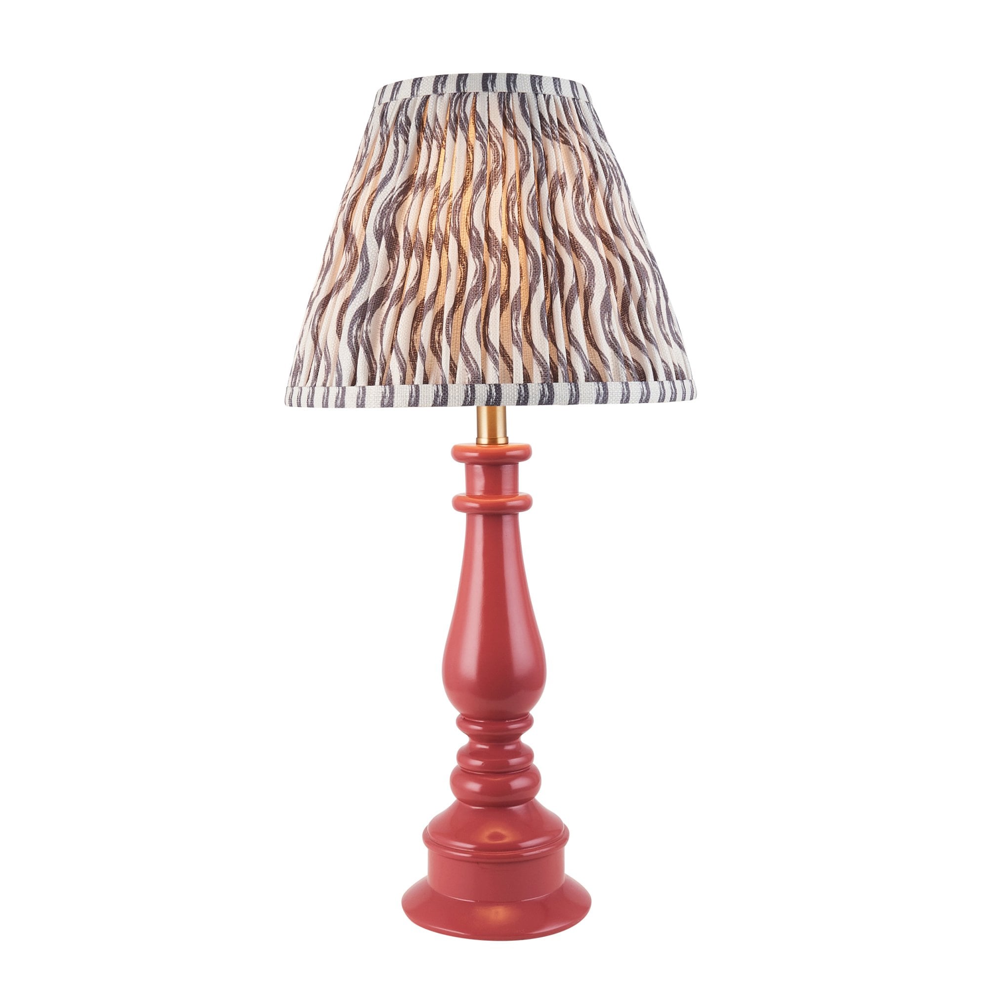 Endon Myrtle Gloss Pink ClayTable Lamp & Ripple 25cm Pearl Grey Shade