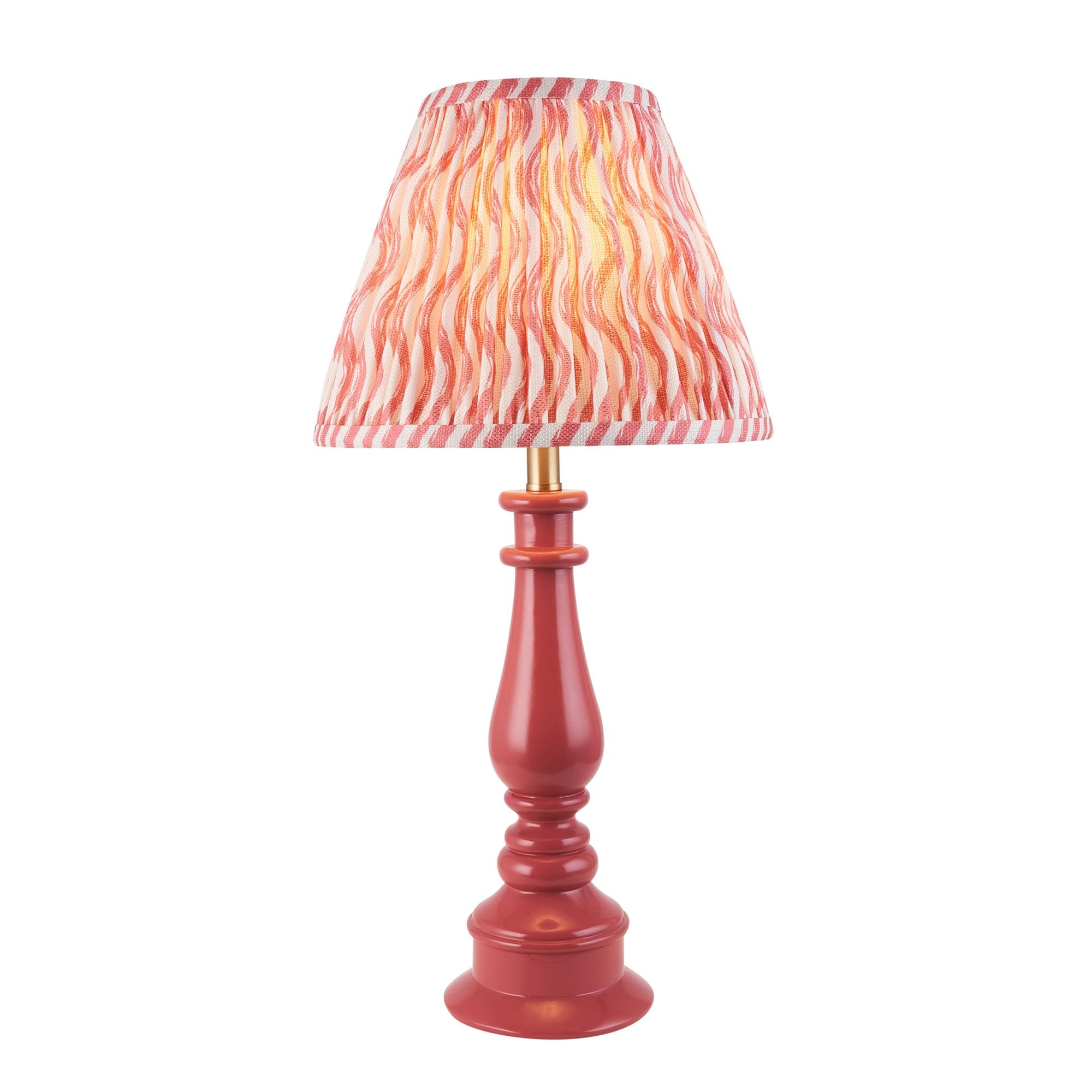 Endon Myrtle Gloss Pink Clay Table Lamp & Ripple 25cm Coral Pink Shade