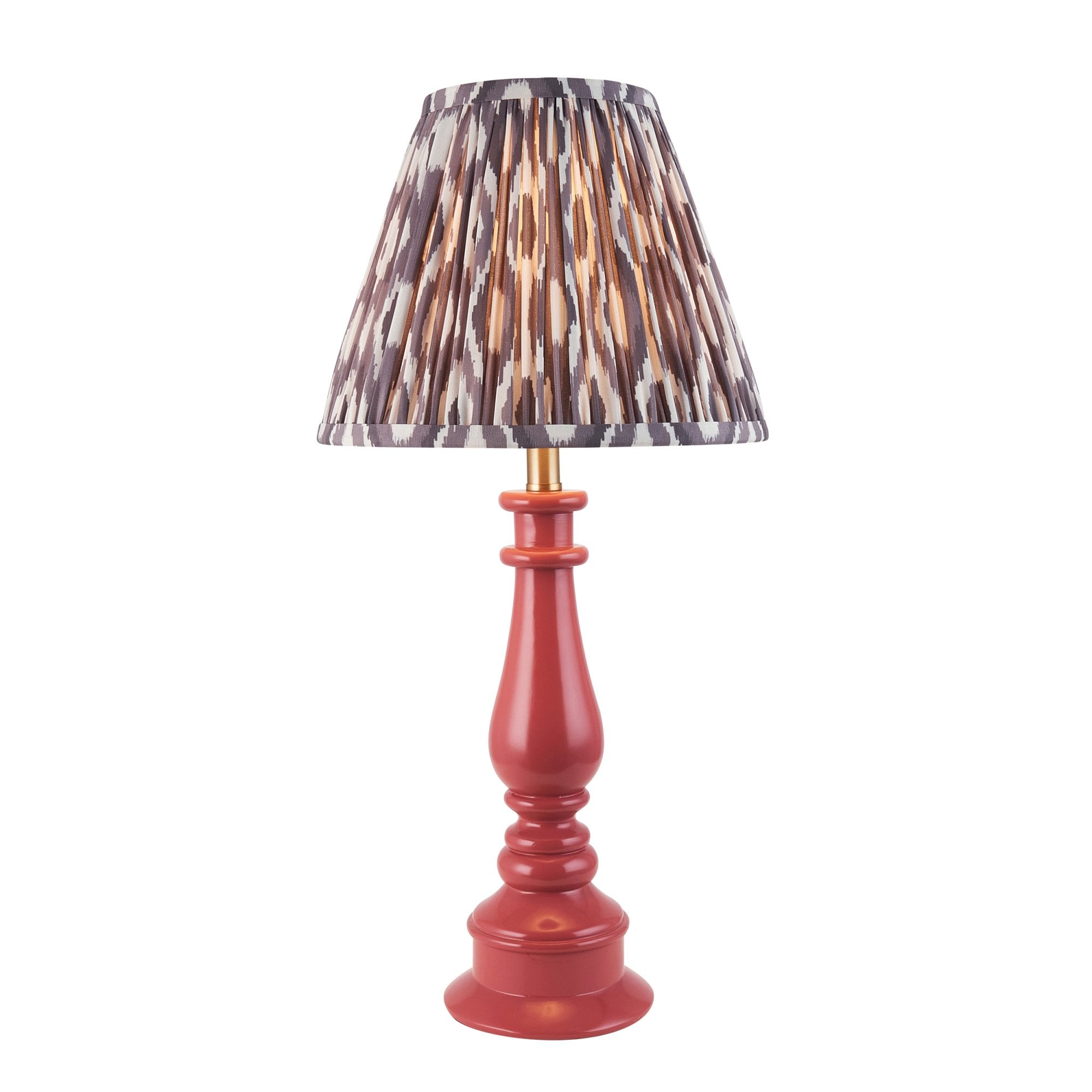Endon Myrtle Gloss Pink Clay Table Lamp & Ikat 25cm Pearl Grey Shade