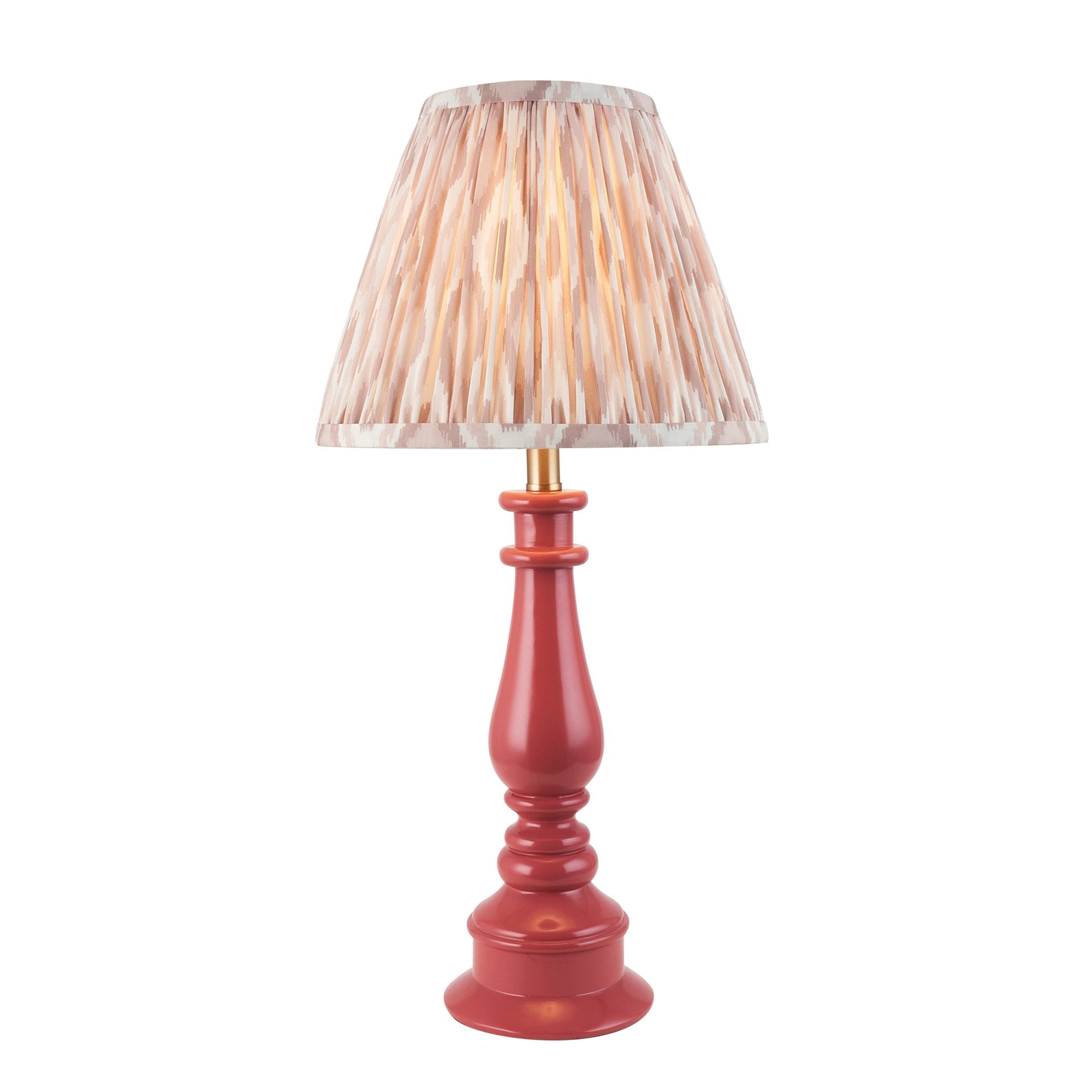 Endon Myrtle Gloss Pink Clay Table Lamp & Ikat 25cm Neutral Shade