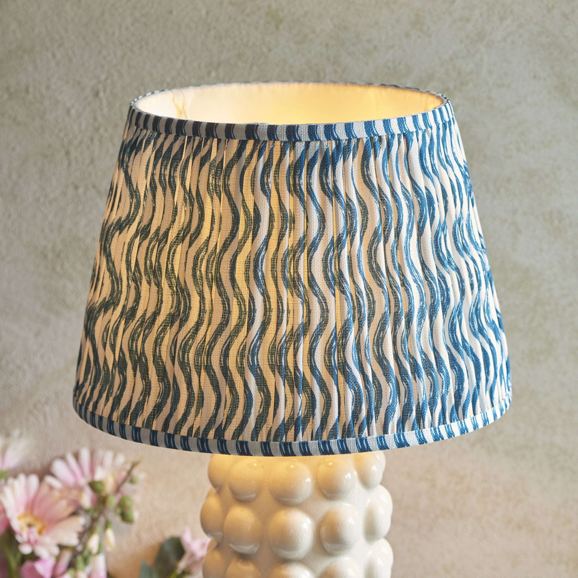 Endon Bobble Table Lamp & Ripple 35cm Marlin Blue Shade
