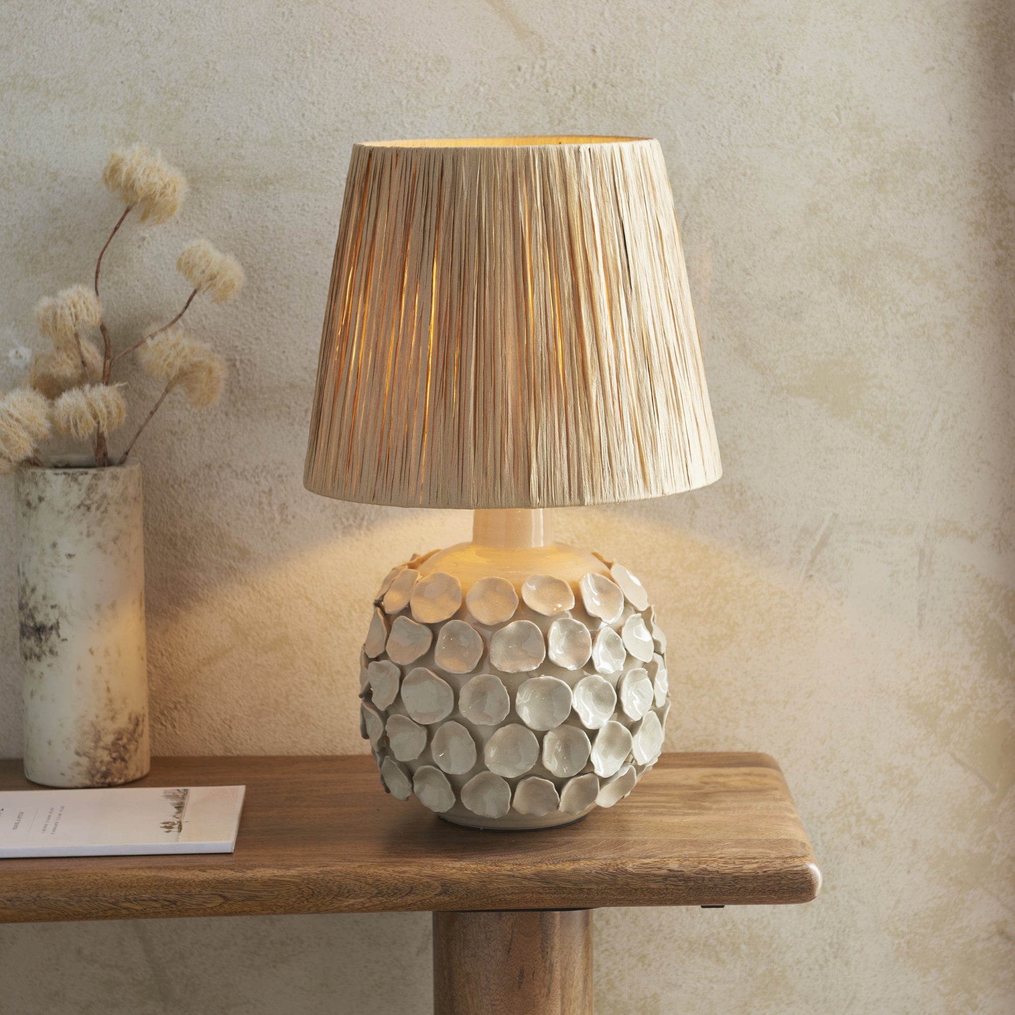 Endon Borello Table Lamp & Raffia 32cm Natural Raffia Shade