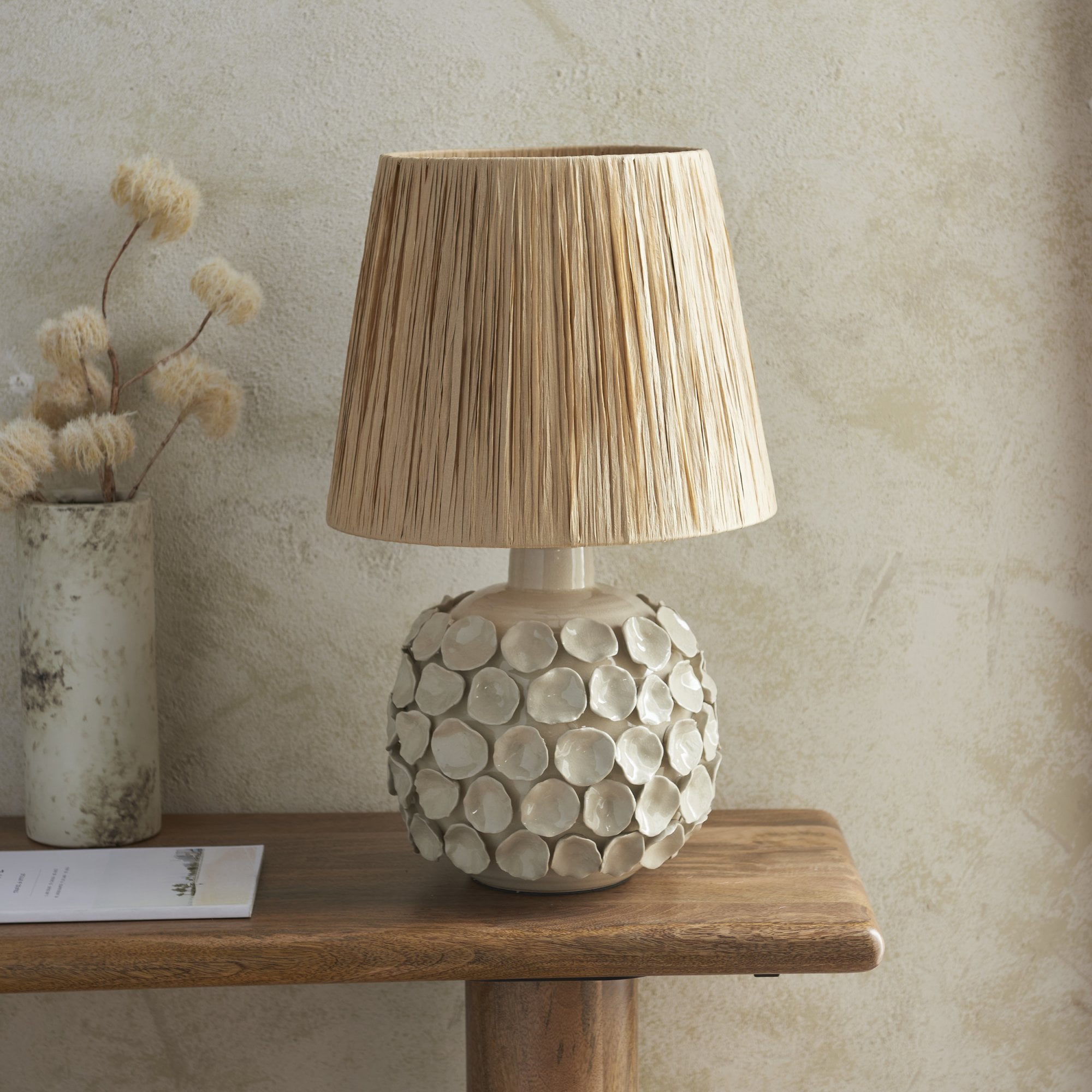 Endon Borello Table Lamp & Raffia 32cm Natural Raffia Shade