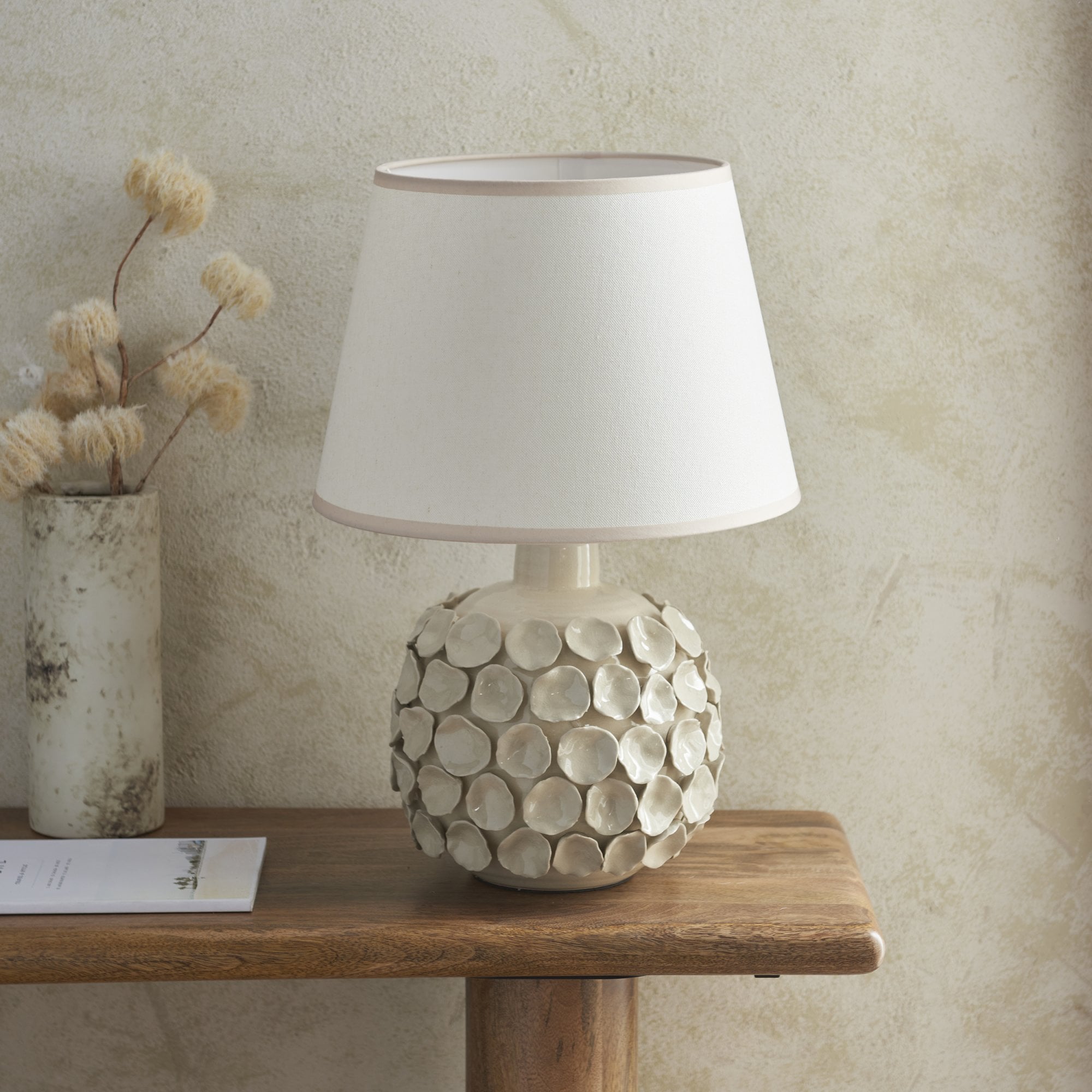 Endon Borello Table Lamp & Ivy 35cm Vintage White Shade