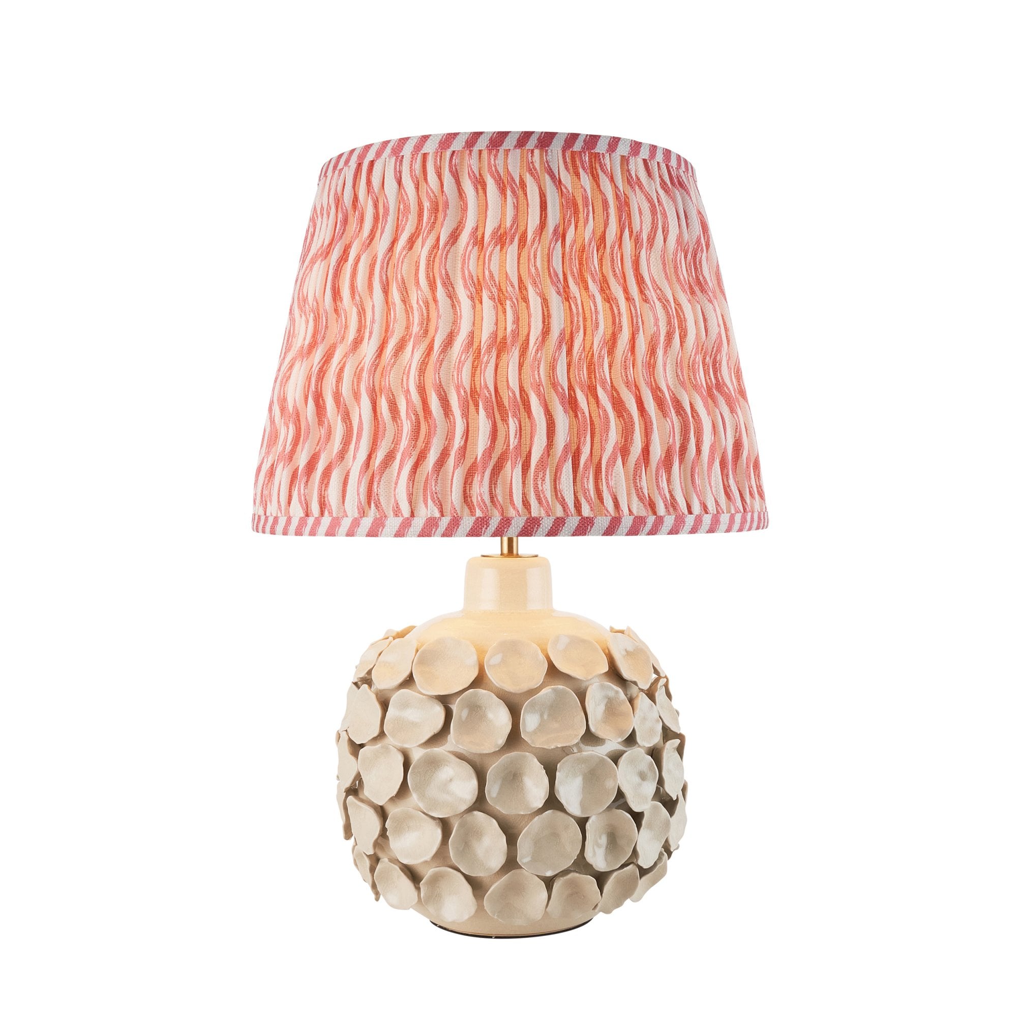 Endon Borello Table Lamp & Ripple 35cm Coral Pink Shade