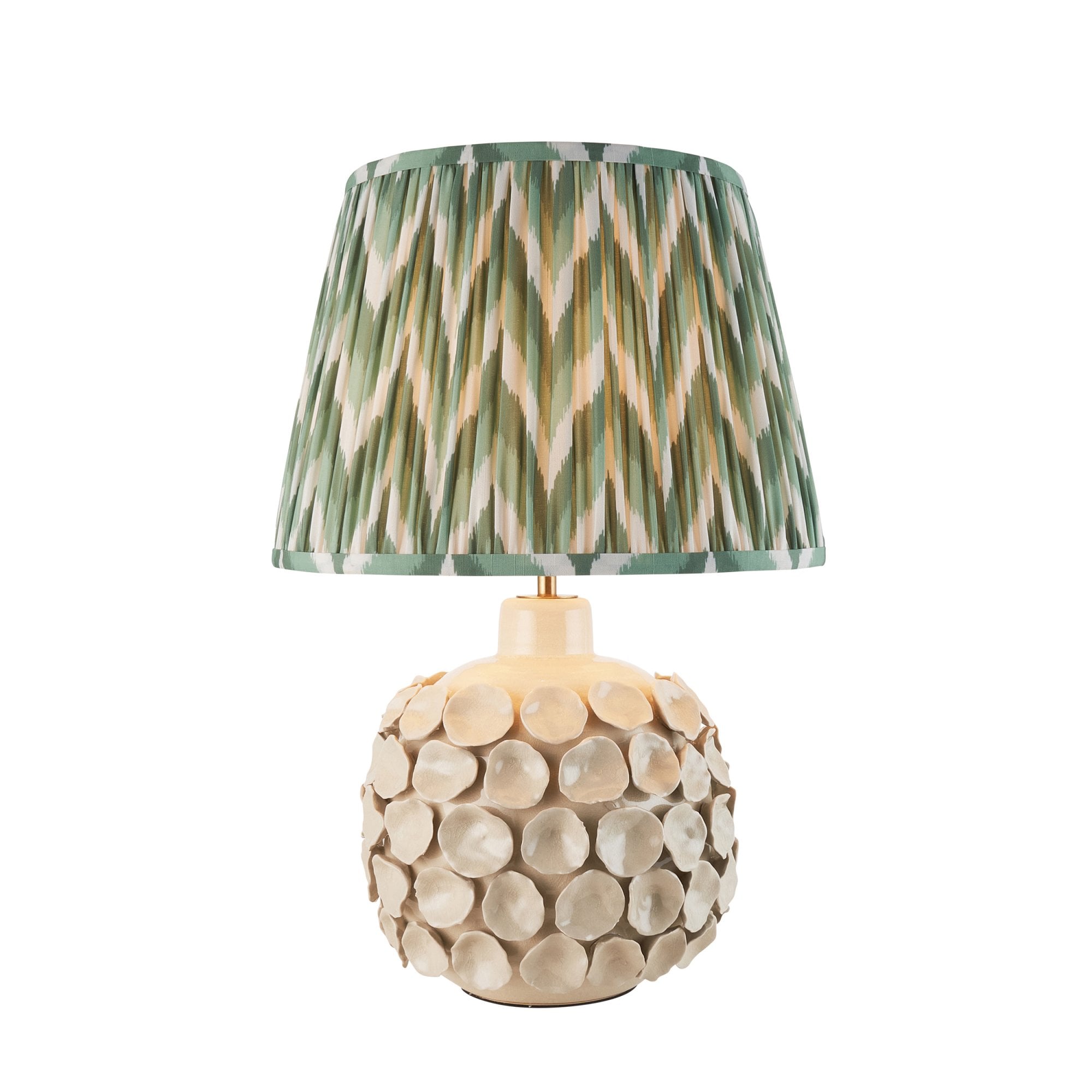 Endon Borello Table Lamp & Zigzag 35cm Cotswold Green Shade