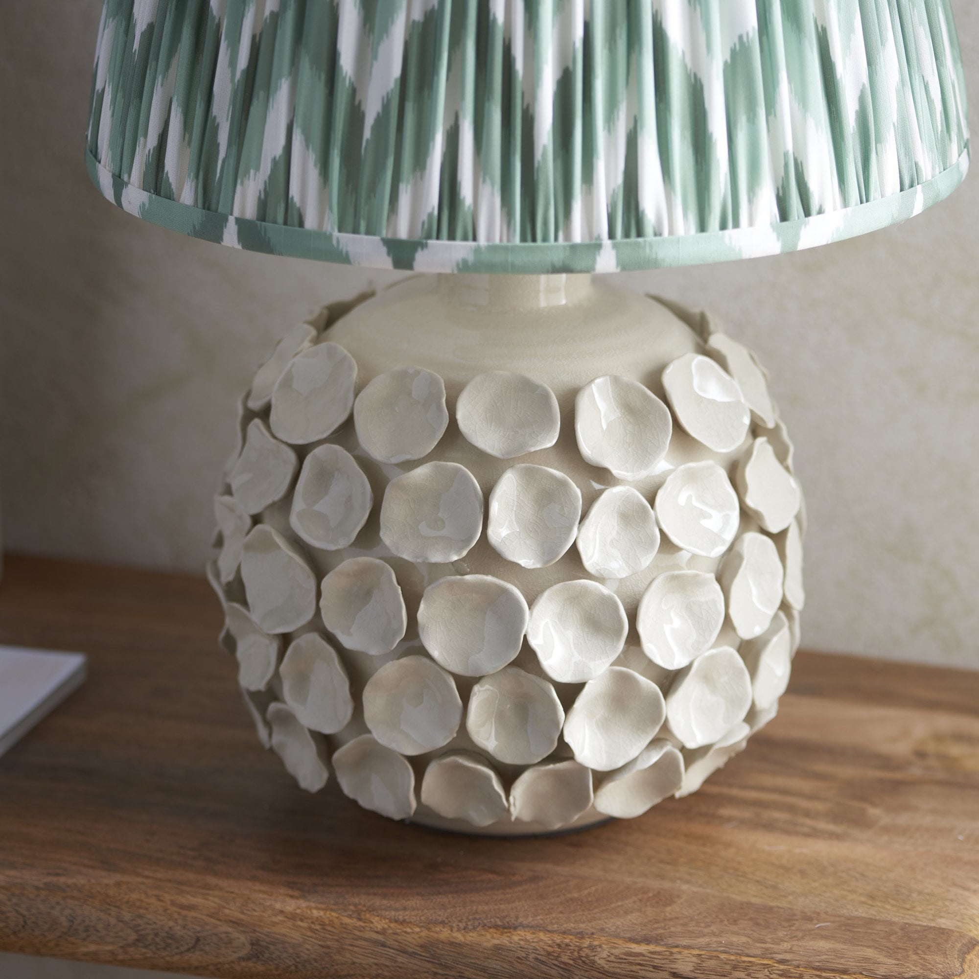 Endon Borello Table Lamp & Zigzag 35cm Cotswold Green Shade