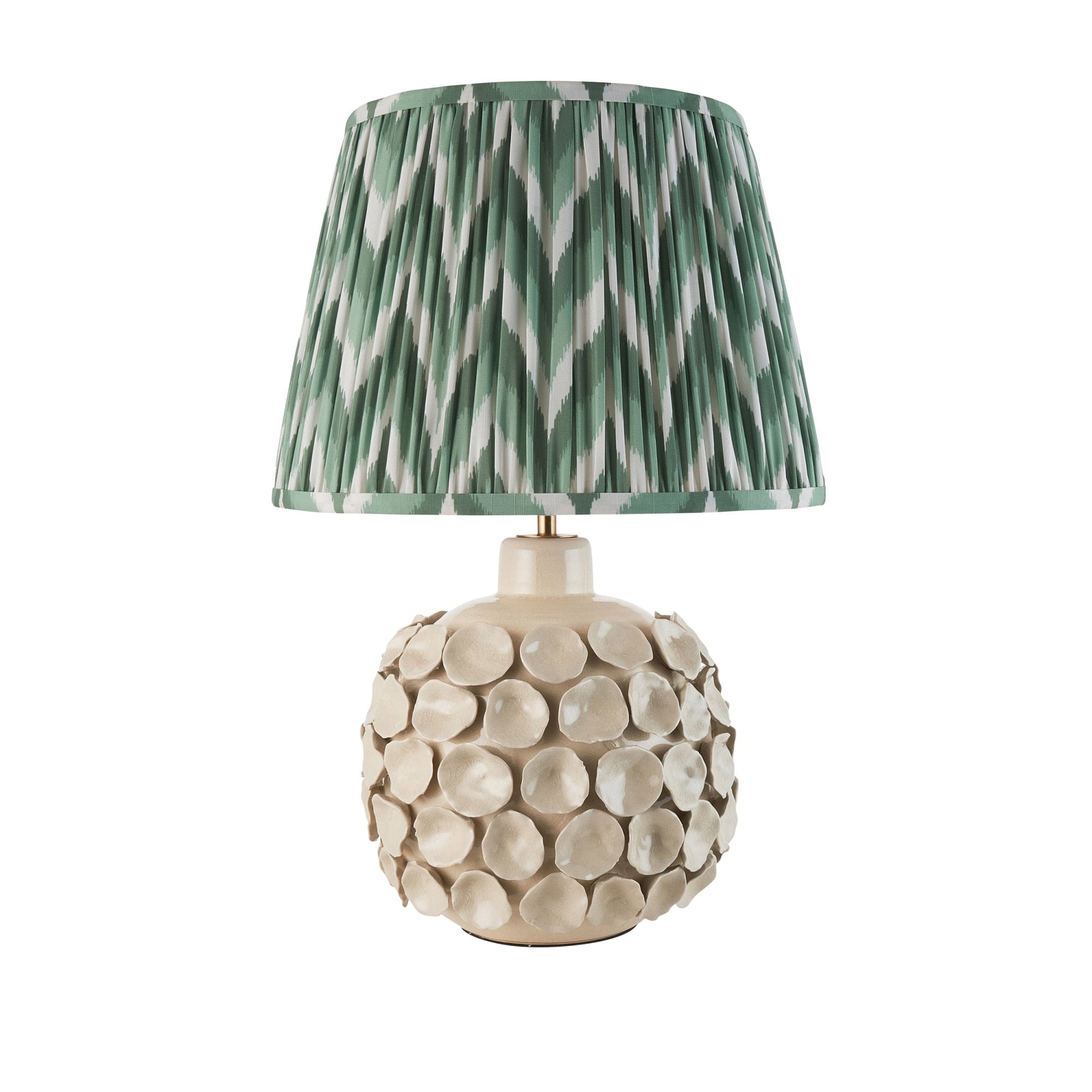 Endon Borello Table Lamp & Zigzag 35cm Cotswold Green Shade