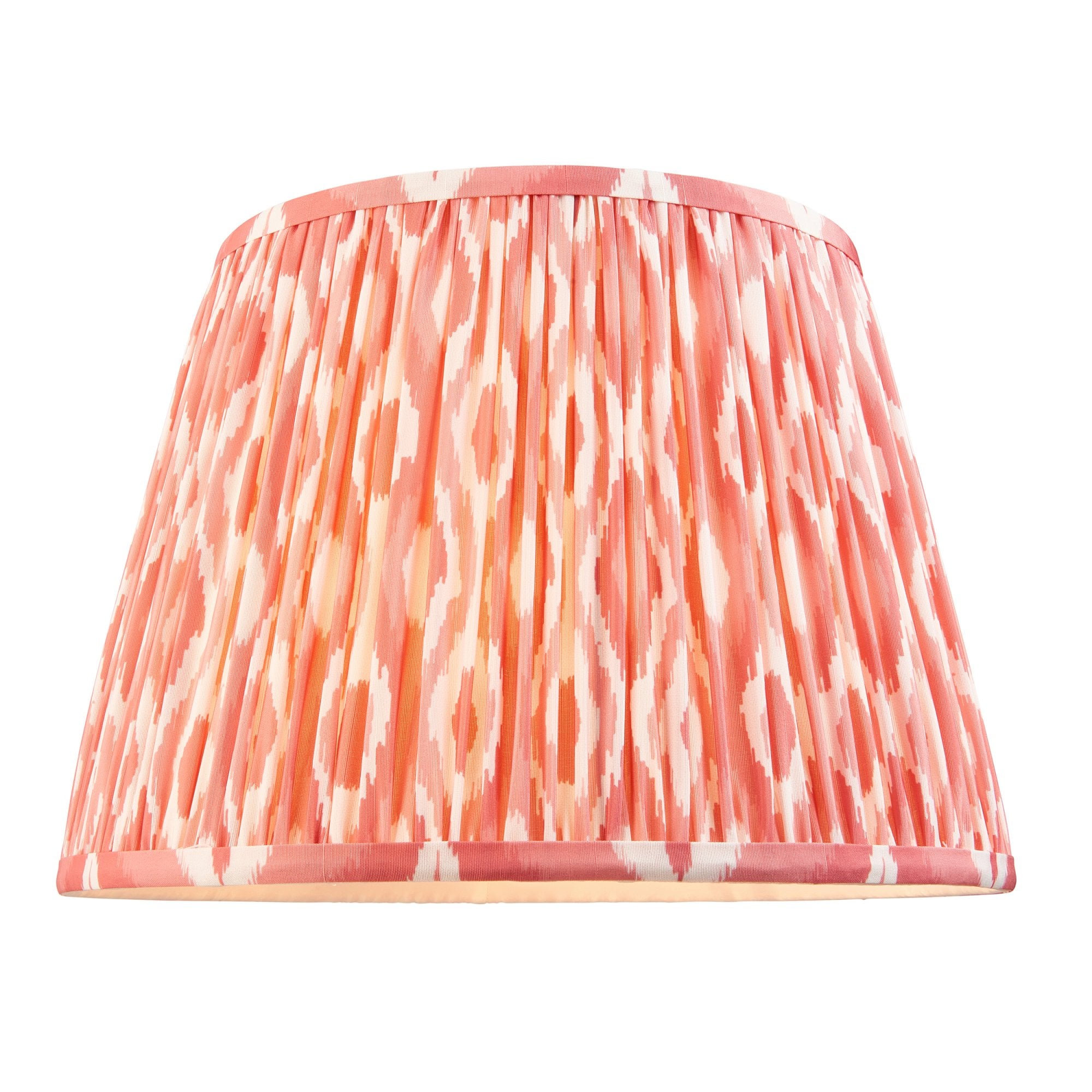 Endon Layered Decorative Leaf Ivory Crackle Glaze Ceramic Table Lamp & Ikat 35cm Coral Pink Shade