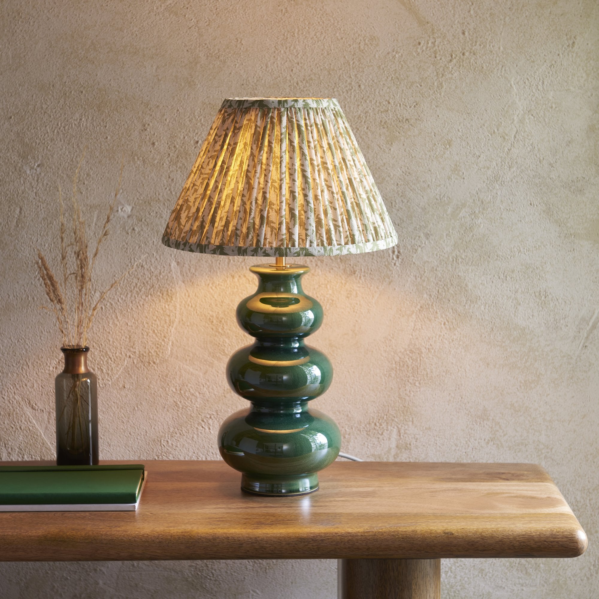 Endon Monroe Table Lamp & Leaf 30cm Herb Garden Green Shade