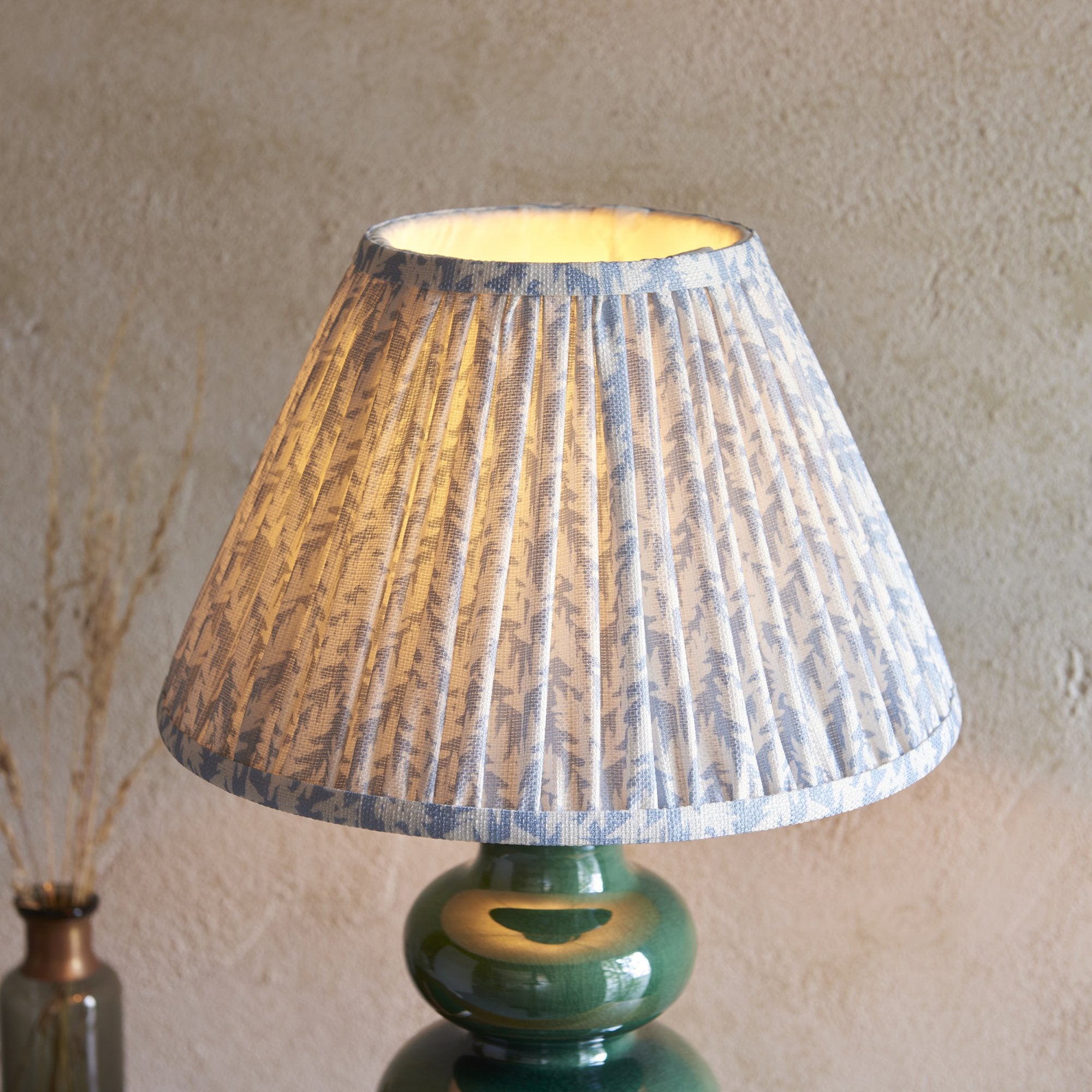 Endon Monroe Table Lamp & Leaf 30cm Shell Bay Blue Shade