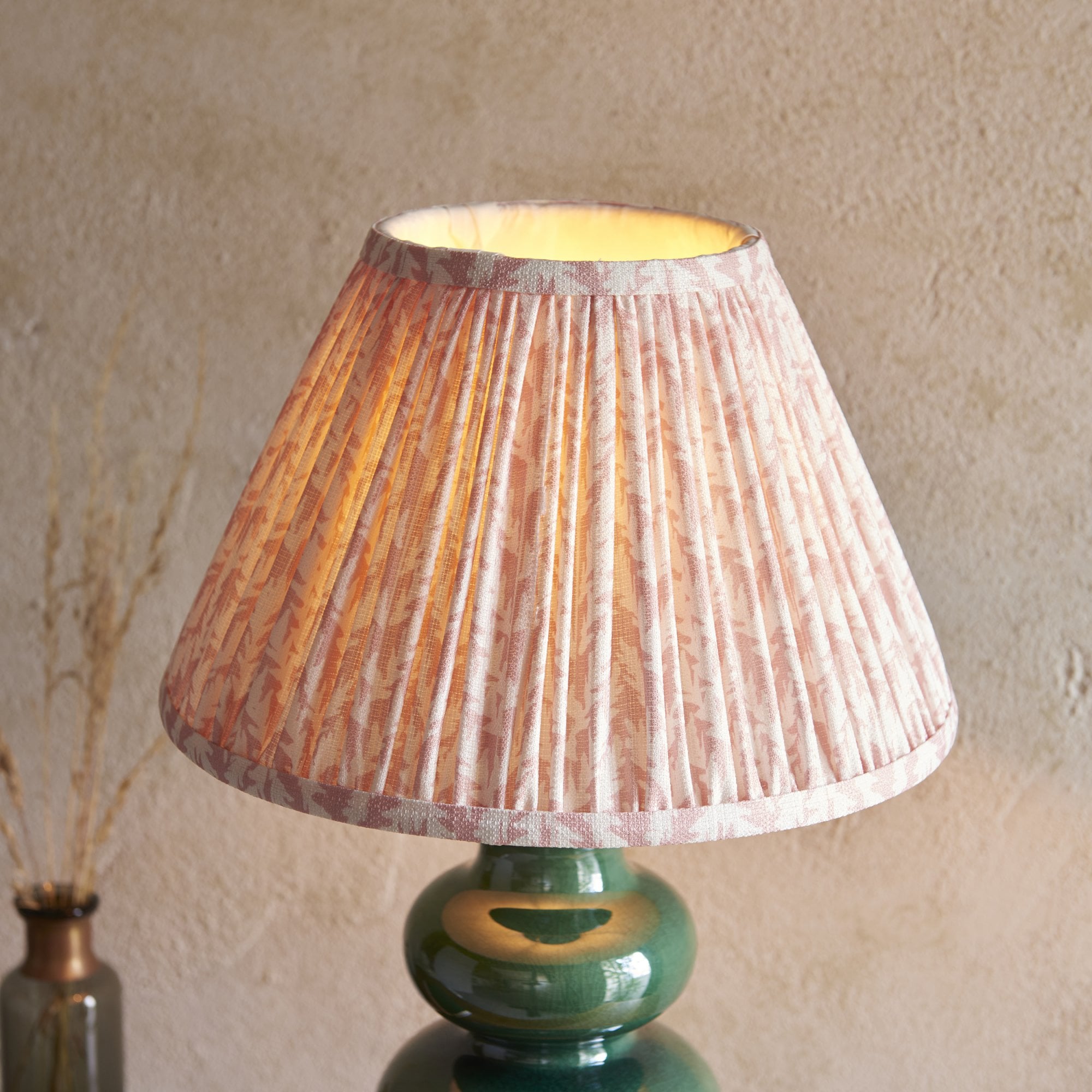 Endon Monroe Table Lamp & Leaf 30cm Peachy Keen Shade