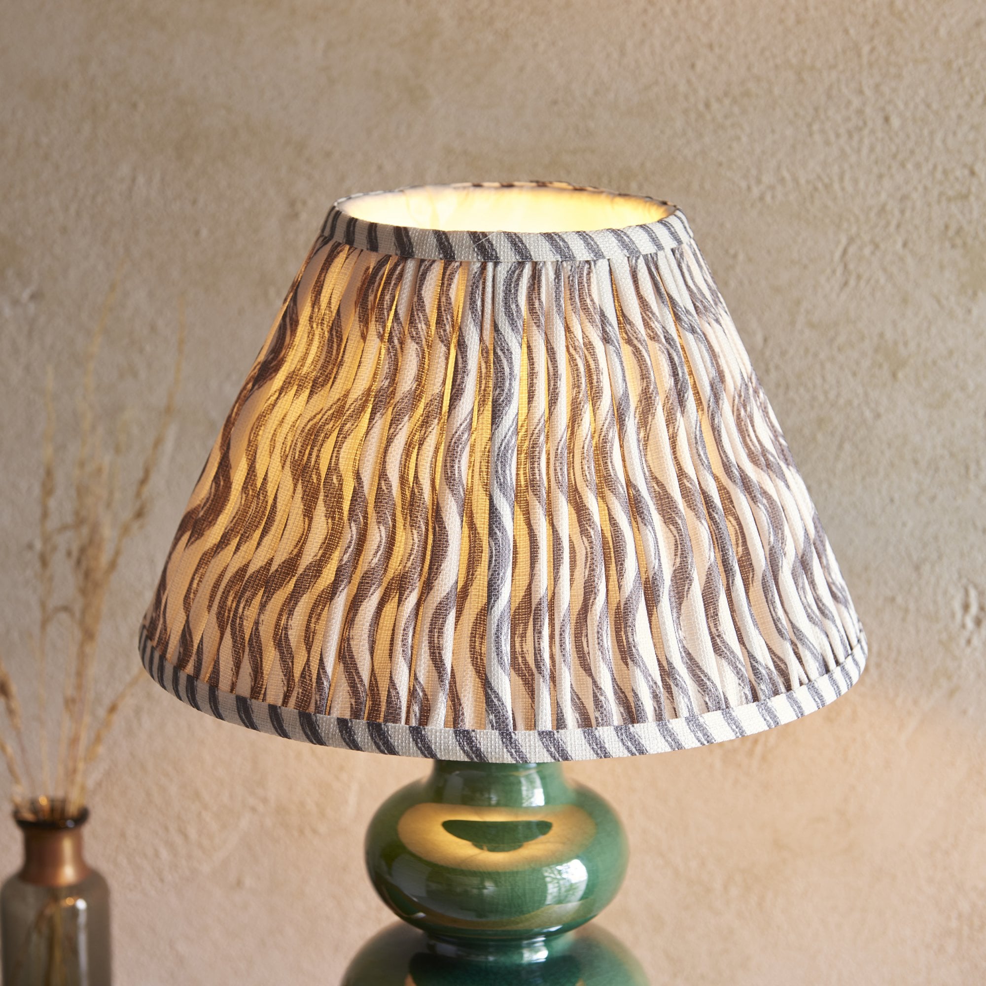 Endon Monroe Table Lamp & Ripple 30cm Pearl Grey Shade