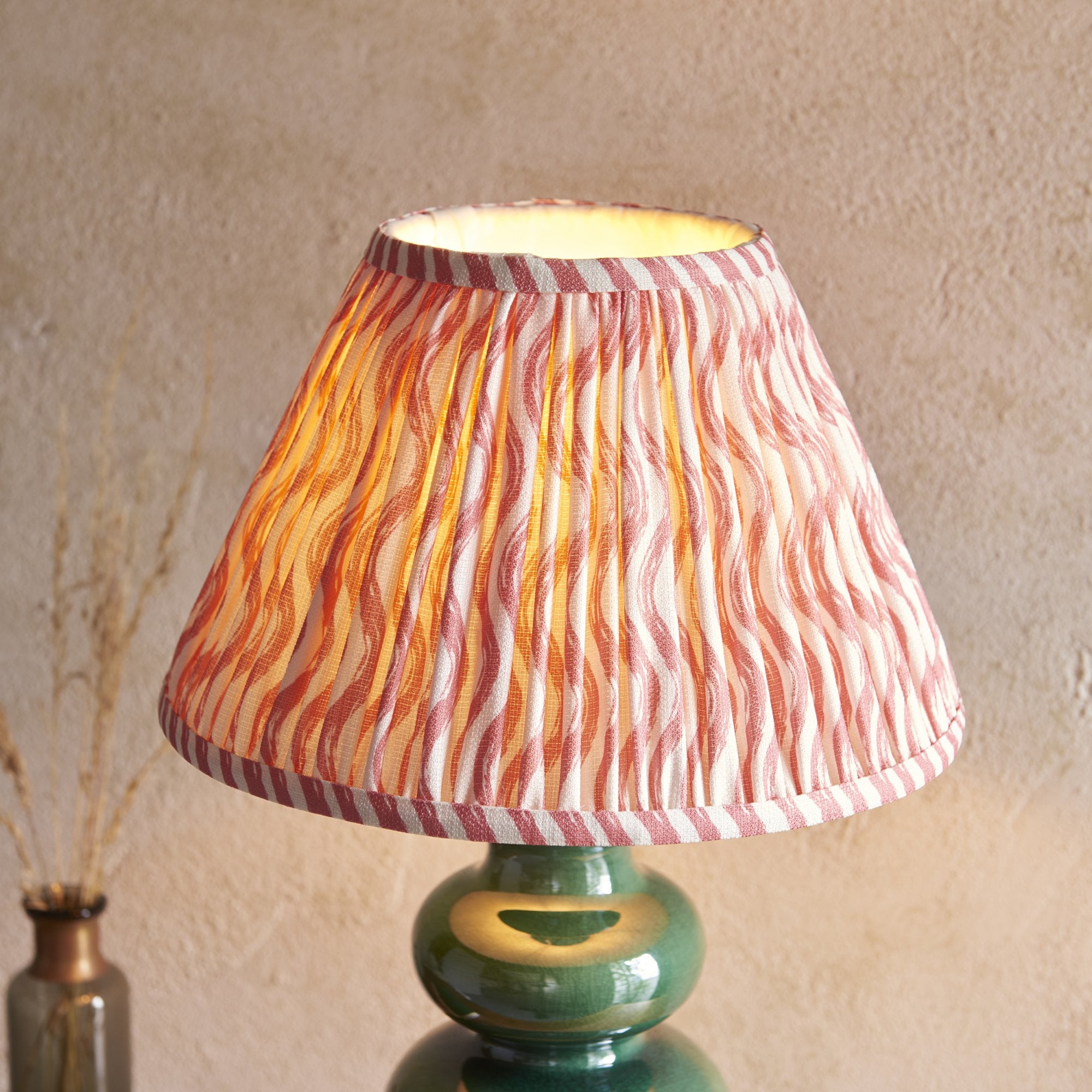 Endon Monroe Table Lamp & Ripple 30cm Coral Pink Shade