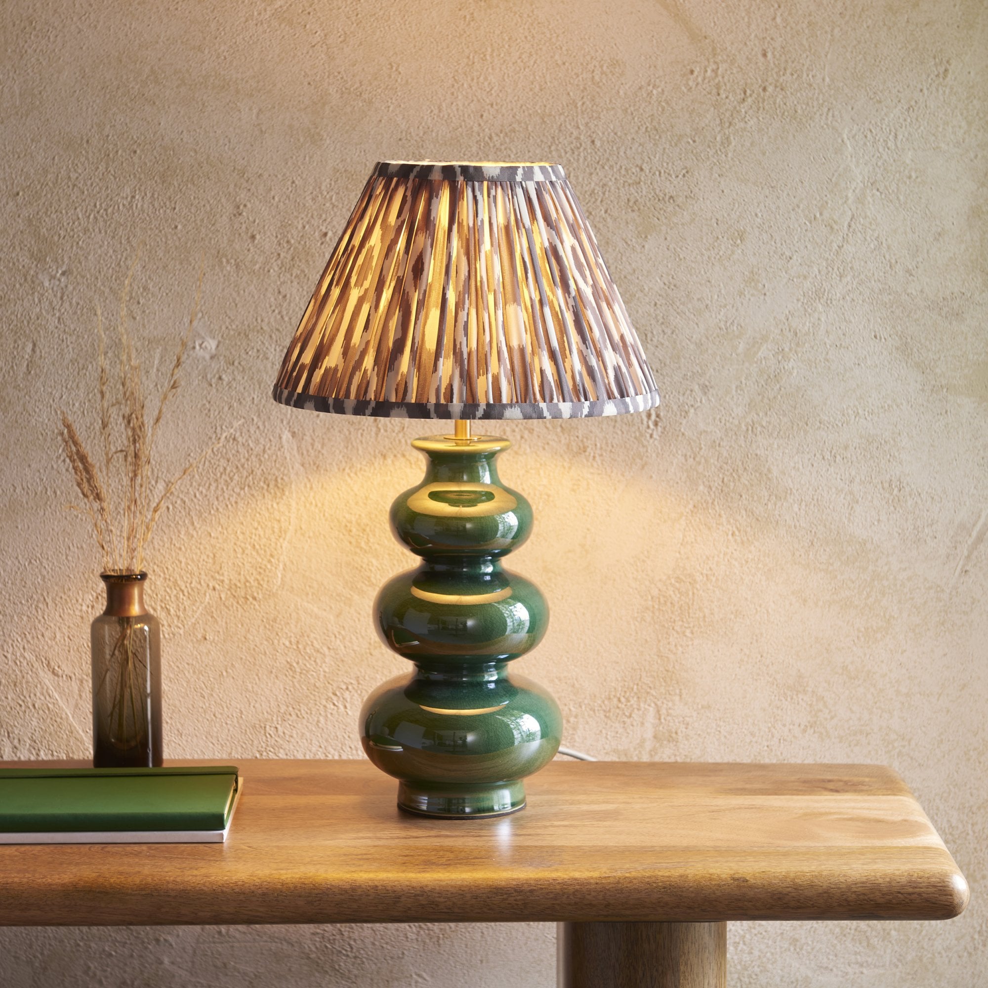 Endon Monroe Table Lamp & Ikat 30cm Pearl Grey Shade