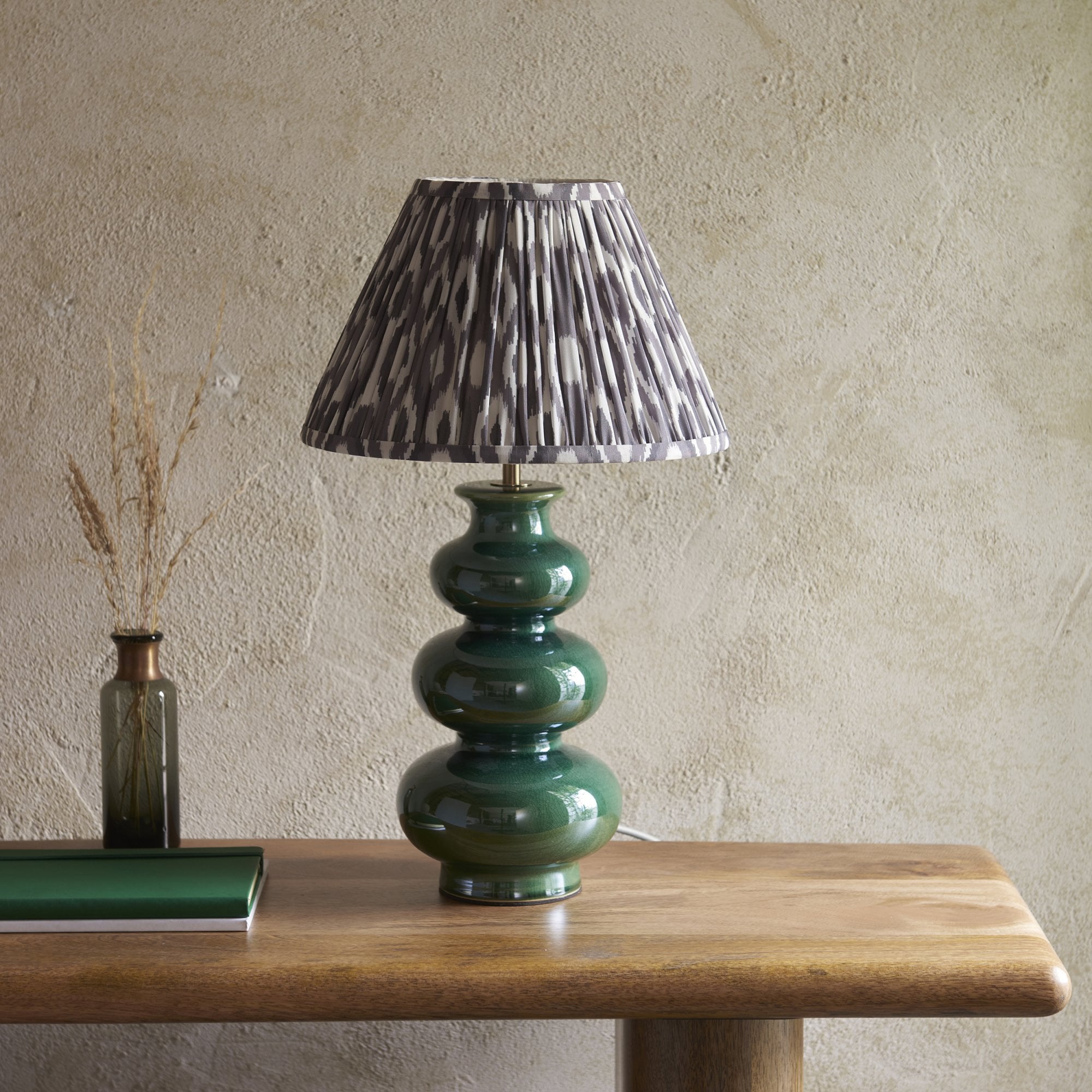 Endon Monroe Table Lamp & Ikat 30cm Pearl Grey Shade