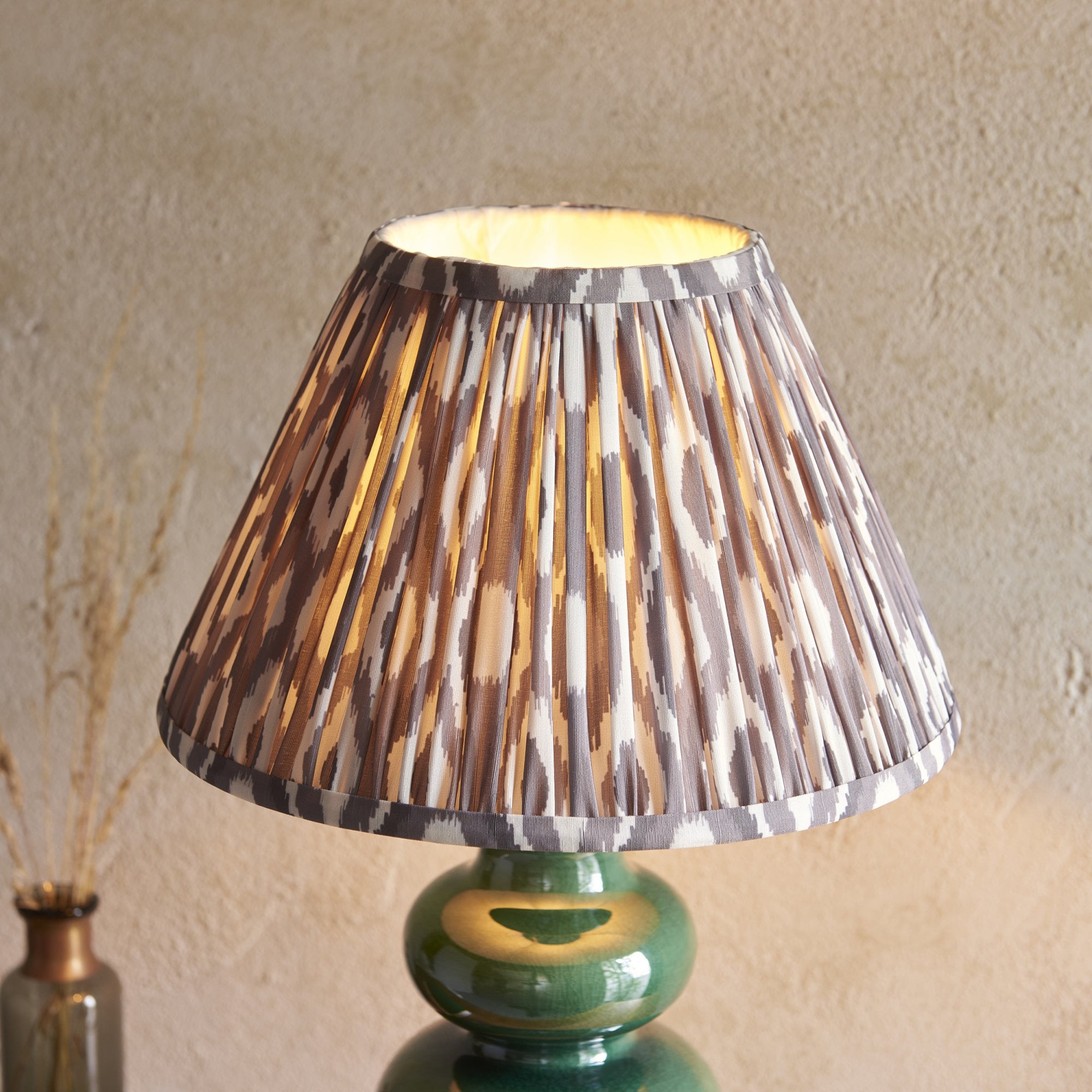 Endon Monroe Table Lamp & Ikat 30cm Pearl Grey Shade