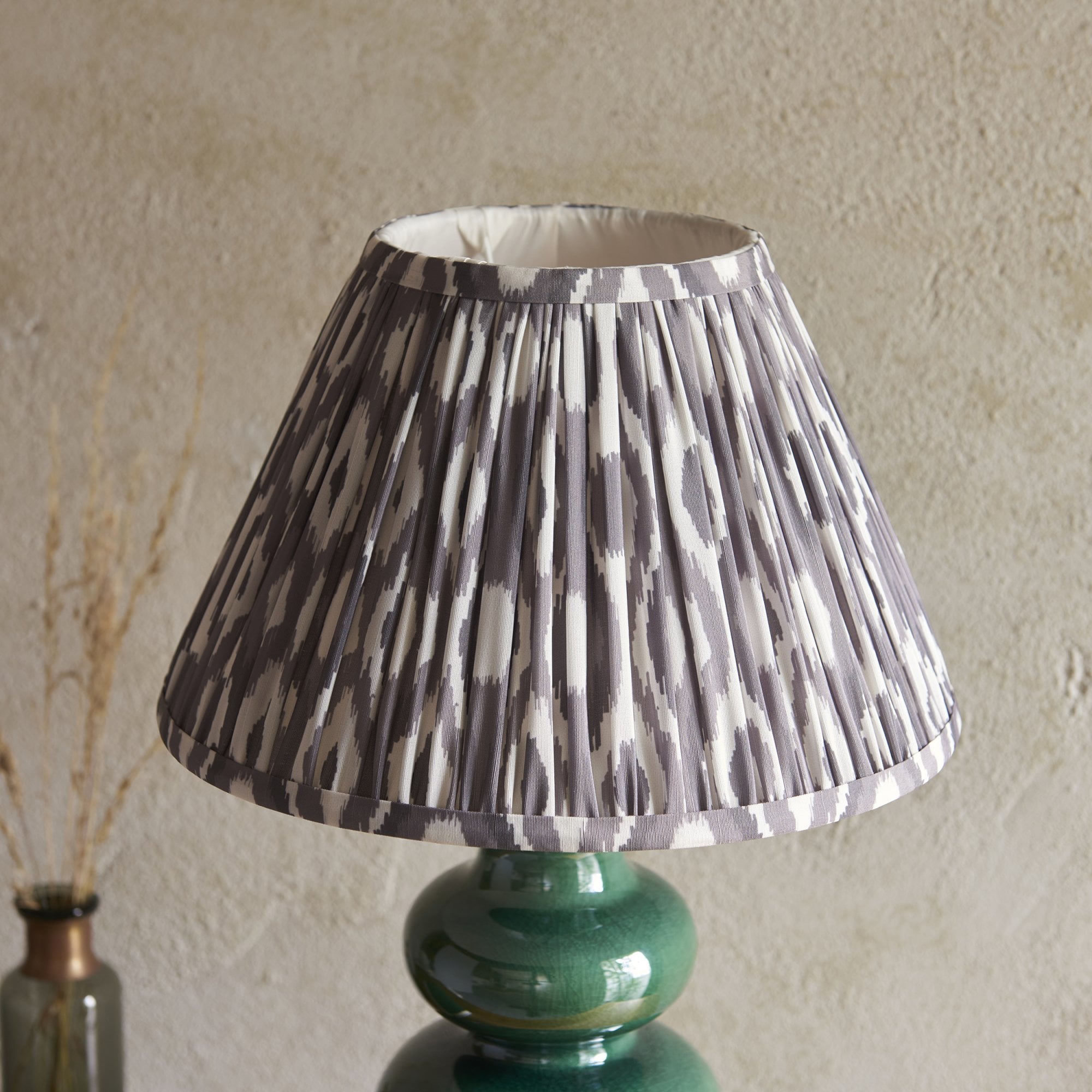 Endon Monroe Table Lamp & Ikat 30cm Pearl Grey Shade