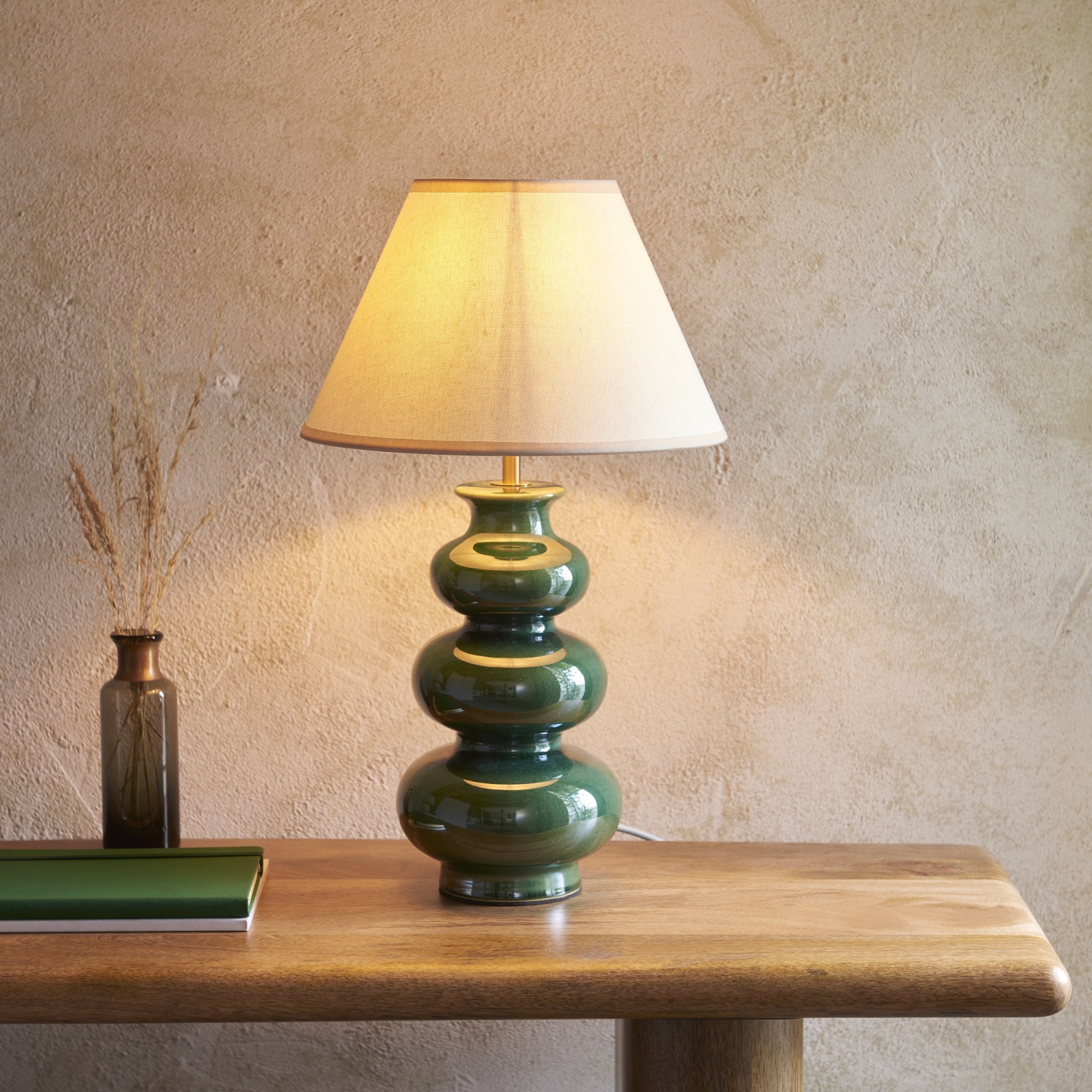 Endon Monroe Table Lamp & Ivy 30cm Vintage White Shade