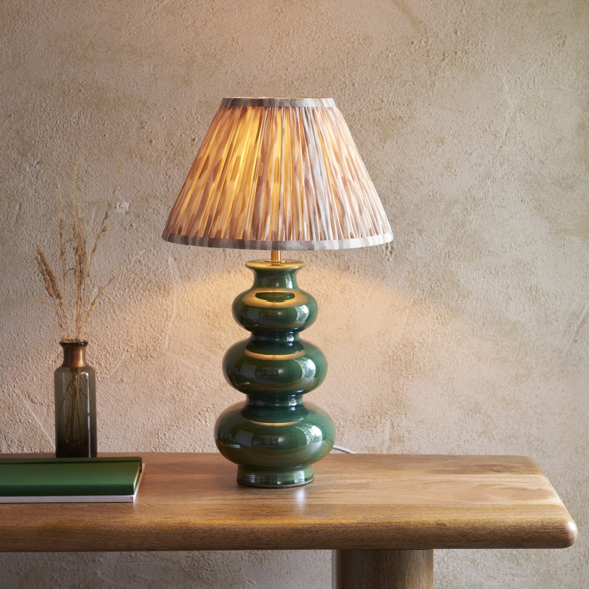Endon Monroe Table Lamp & Ikat 30cm Neutral Shade