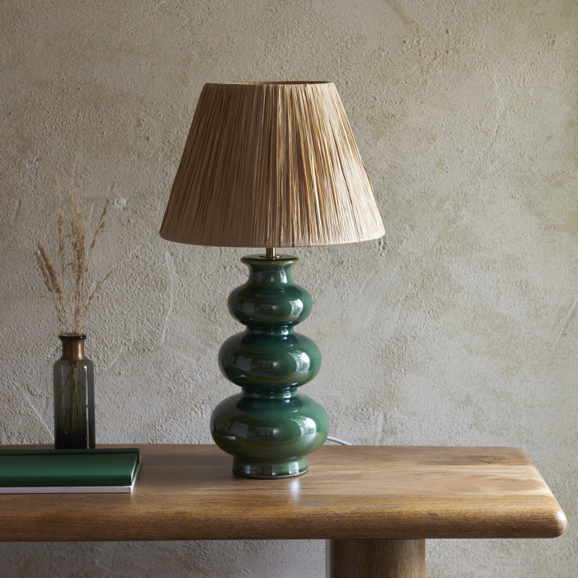 Endon Monroe Table Lamp & Raffia 30cm Natural Raffia Shade