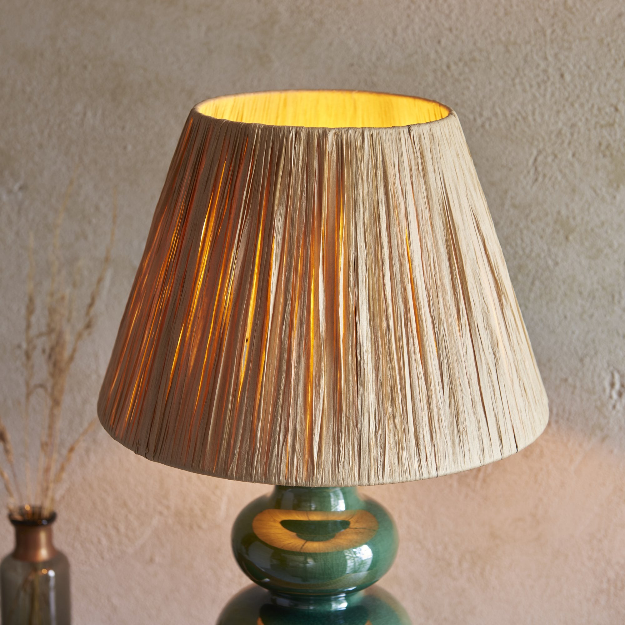 Endon Monroe Table Lamp & Raffia 30cm Natural Raffia Shade