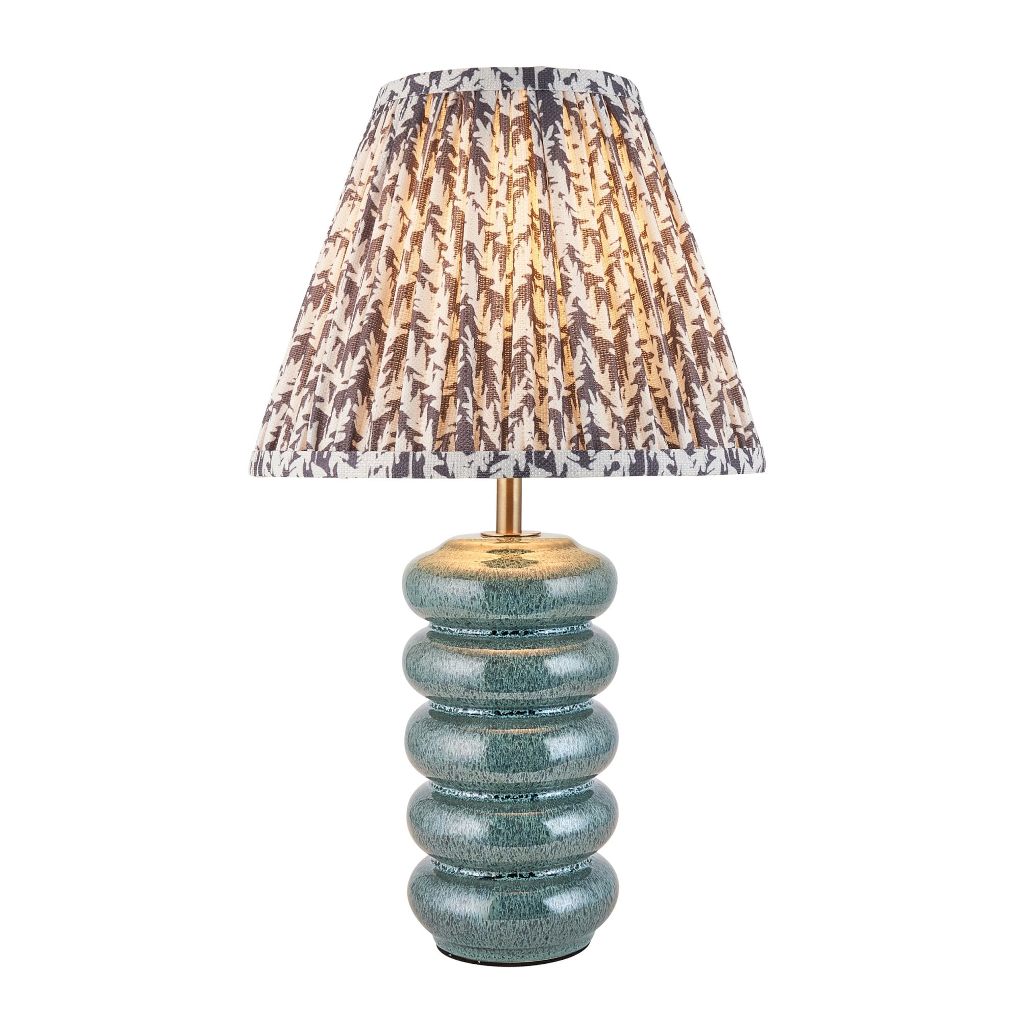 Endon Squash Table Lamp & Leaf 25cm Pearl Grey Shade