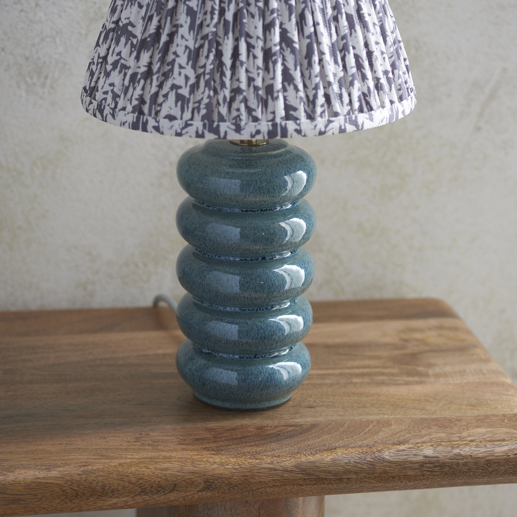 Endon Squash Table Lamp & Leaf 25cm Pearl Grey Shade