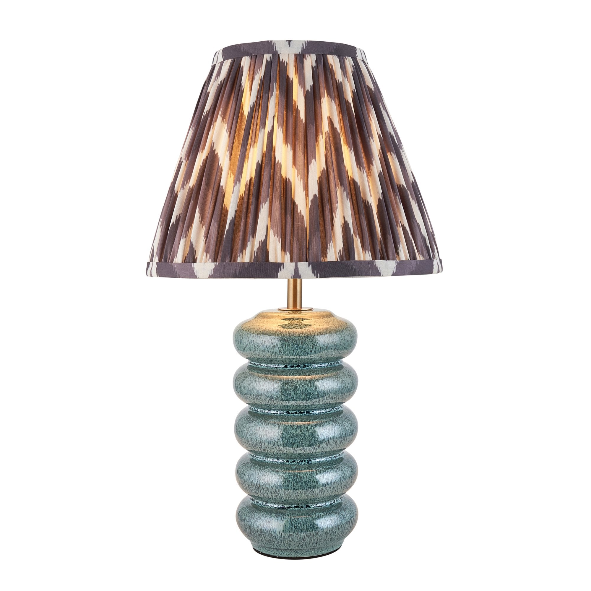 Endon Squash Table Lamp & Zigzag 25cm Pearl Grey Shade