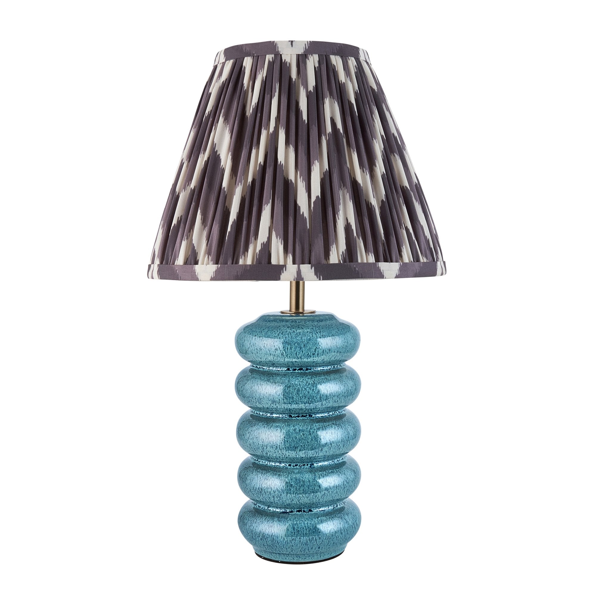 Endon Squash Table Lamp & Zigzag 25cm Pearl Grey Shade