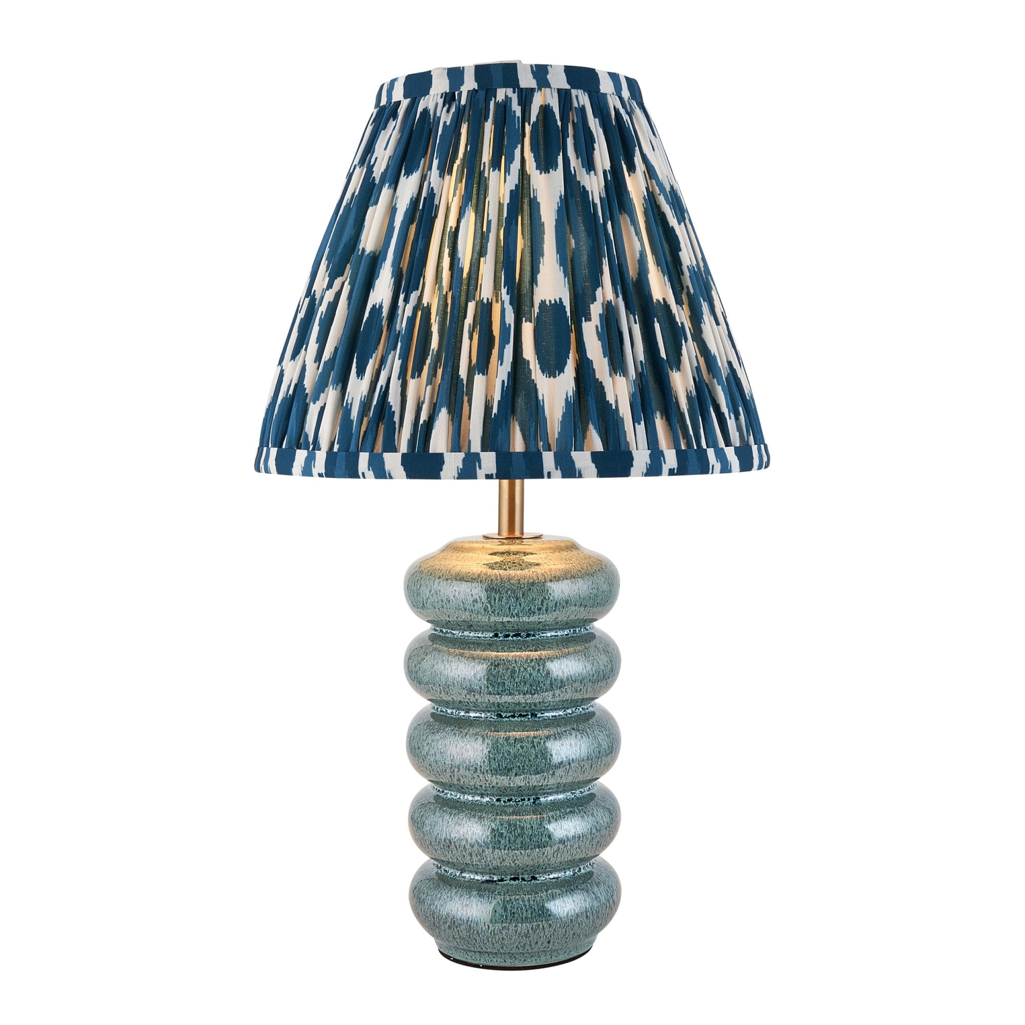 Endon Squash Table Lamp & Ikat 25cm Marlin Blue Shade