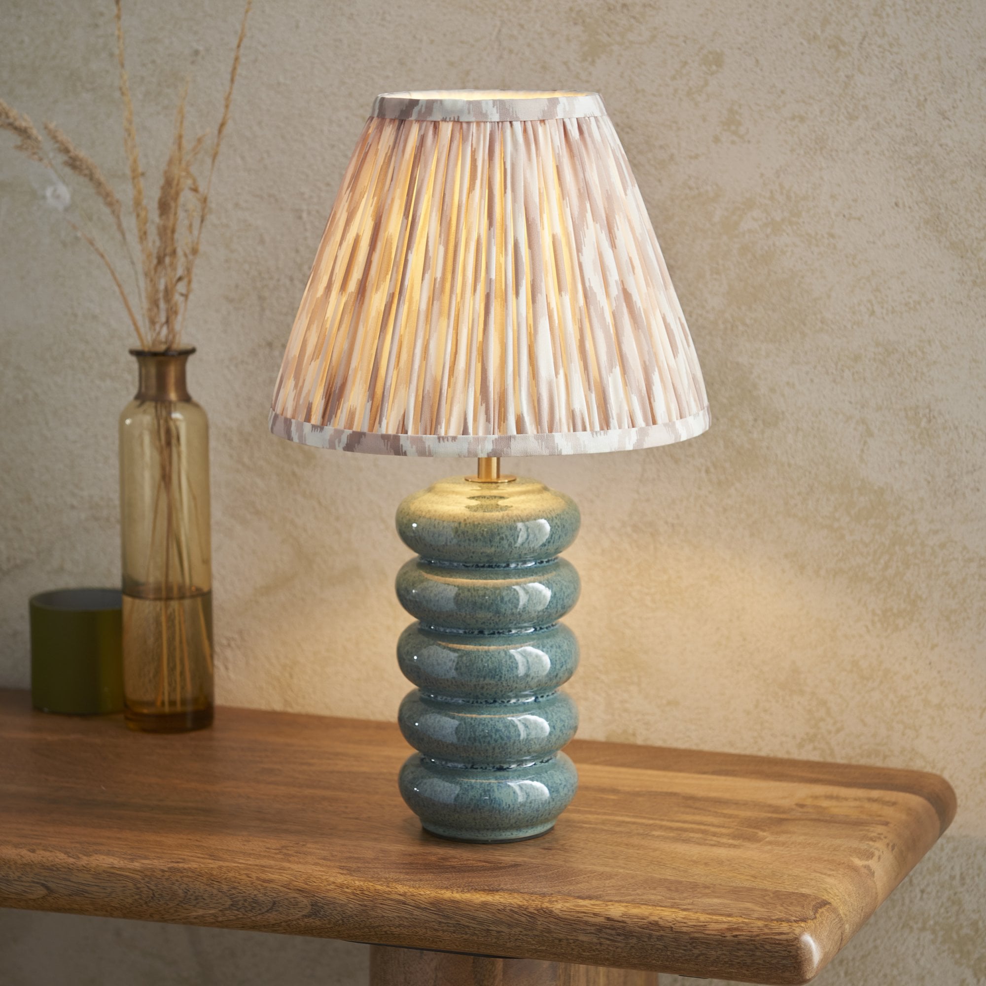 Endon Squash Table Lamp & Ikat 25cm Neutral Shade