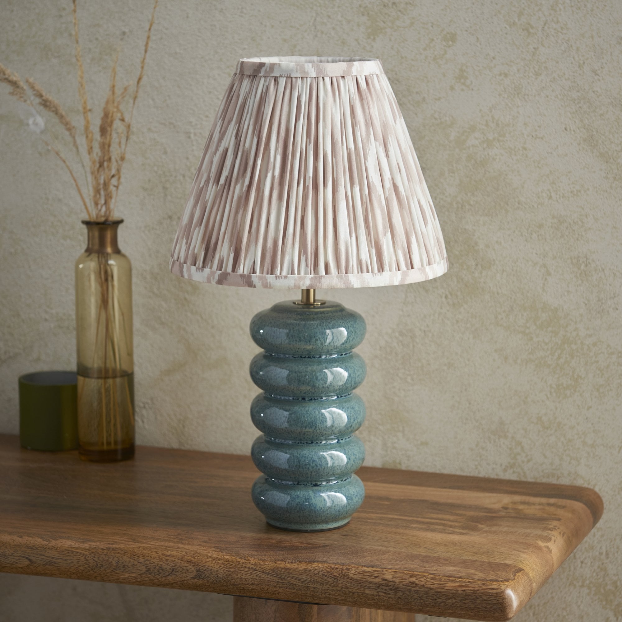 Endon Squash Table Lamp & Ikat 25cm Neutral Shade