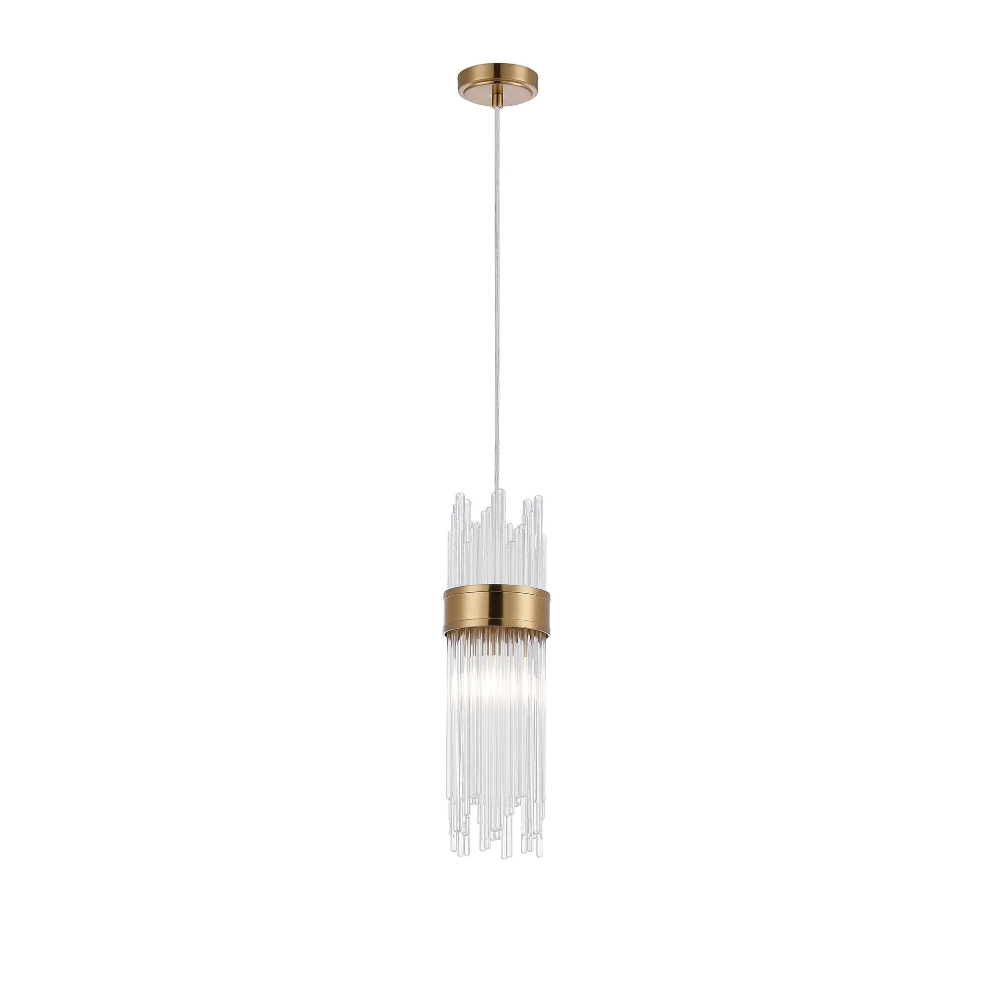 Fabula Portsea 12.5cm Single Pendant  IP44  - Gold & Clear Glass