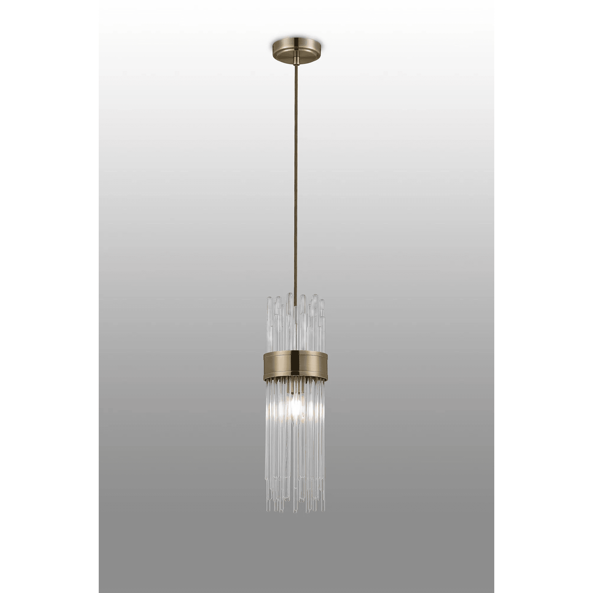 Fabula Portsea 12.5cm Single Pendant  IP44  - Antique Brass & Clear Glass