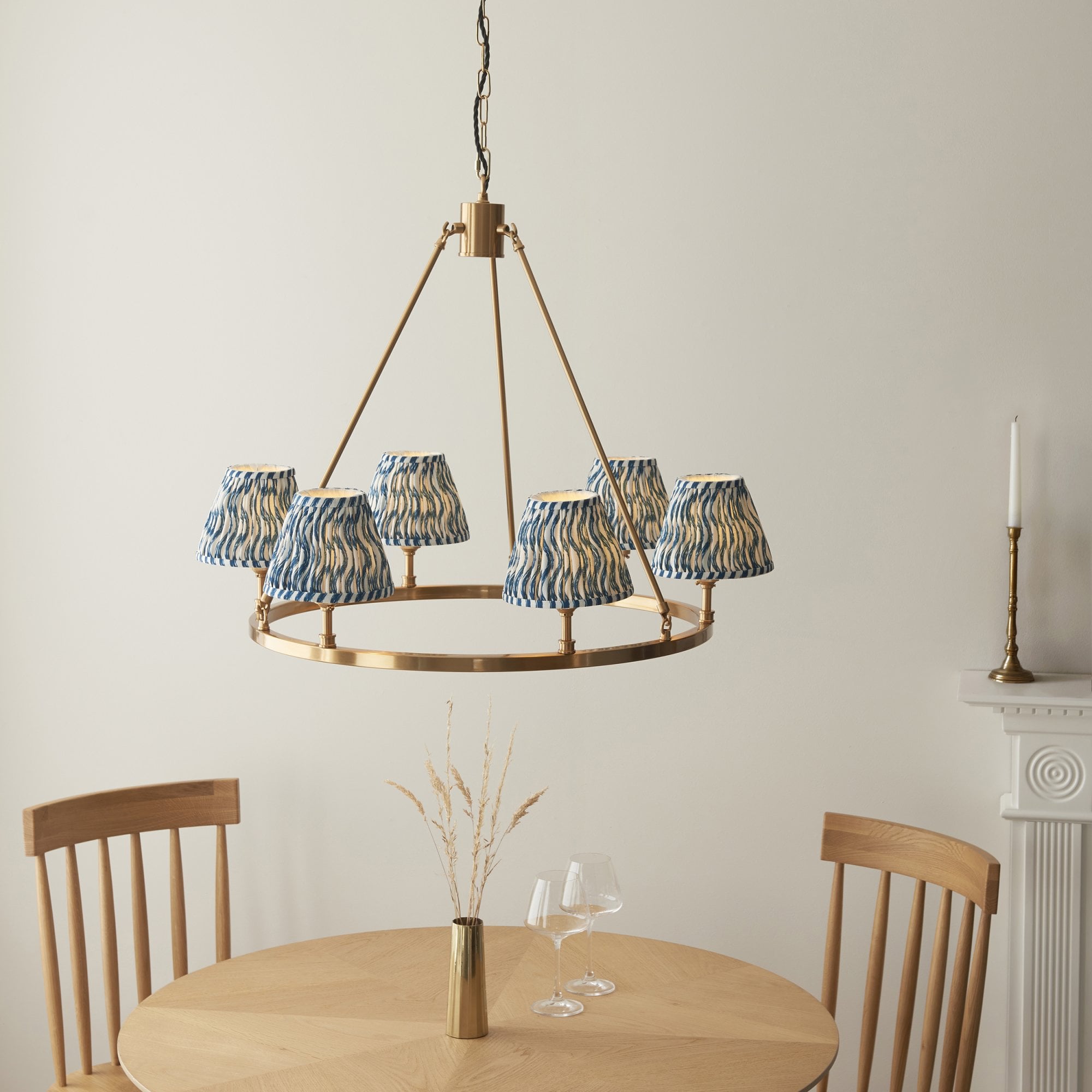 Endon Chester Pendant & Ripple 16cm Marlin Blue Shade