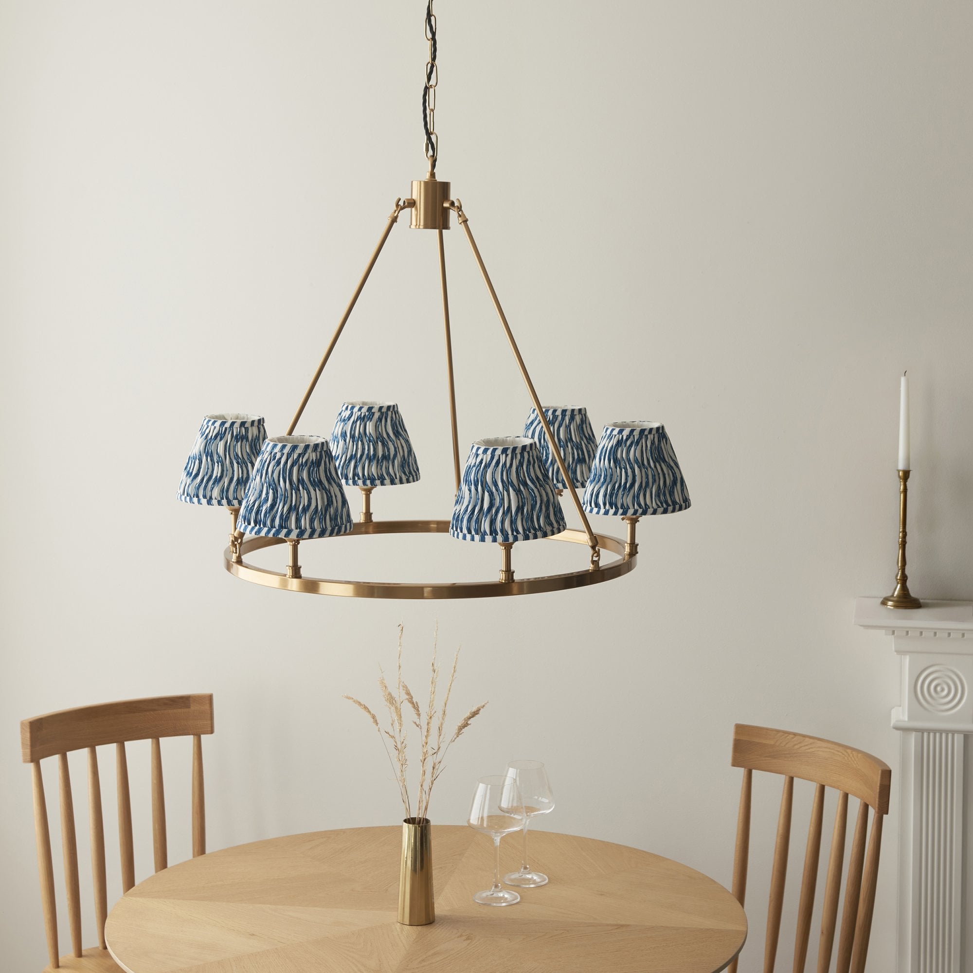 Endon Chester Pendant & Ripple 16cm Marlin Blue Shade