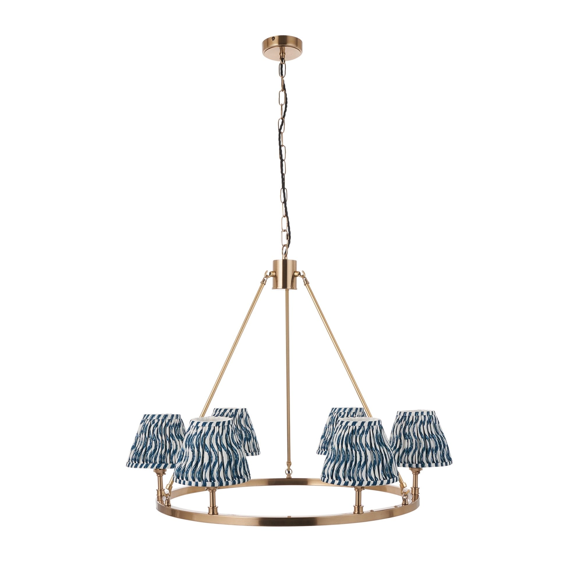 Endon Chester Pendant & Ripple 16cm Marlin Blue Shade