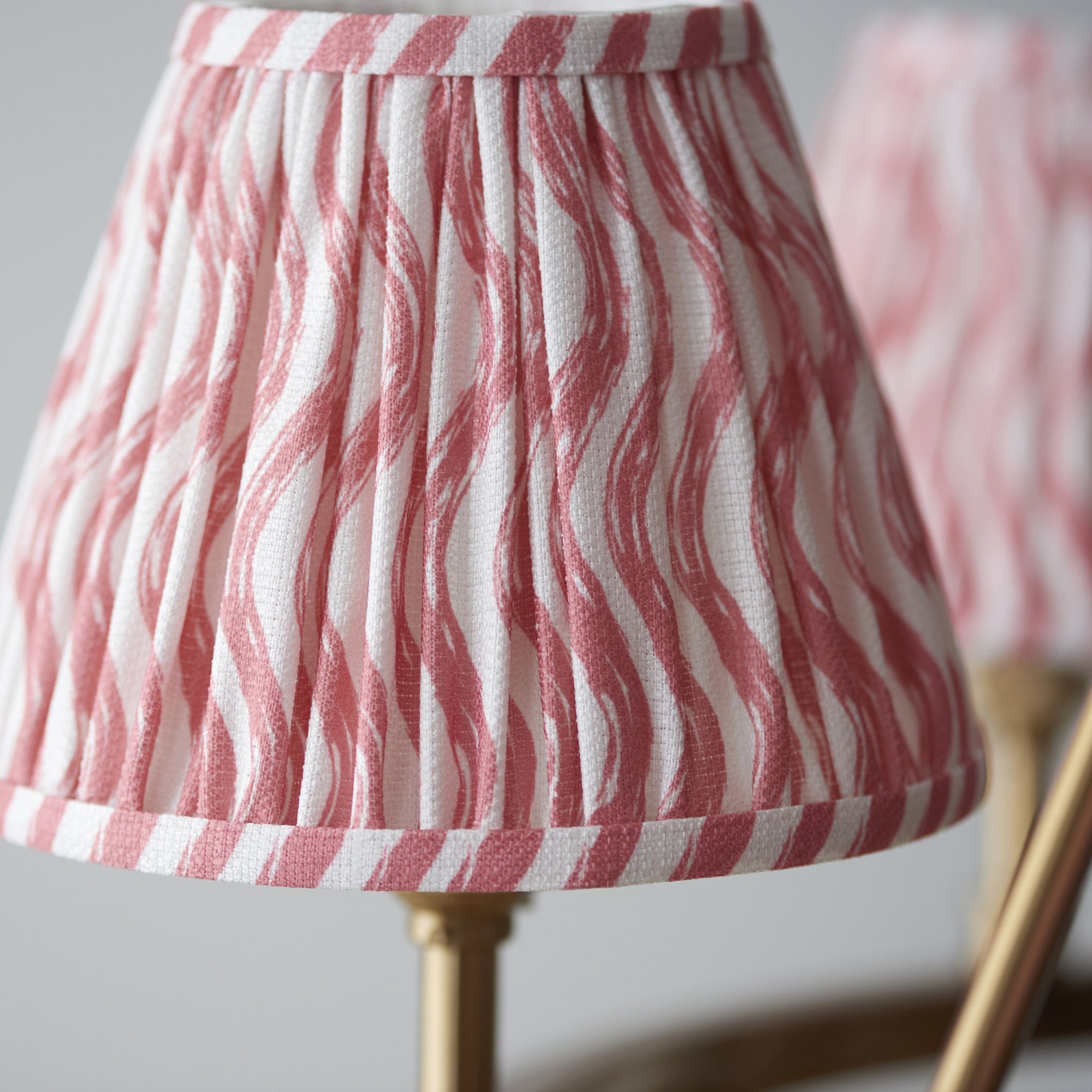 Endon Chester Aged Brass Plate 6 Light Pendant & Ripple 16cm Coral Pink Shade