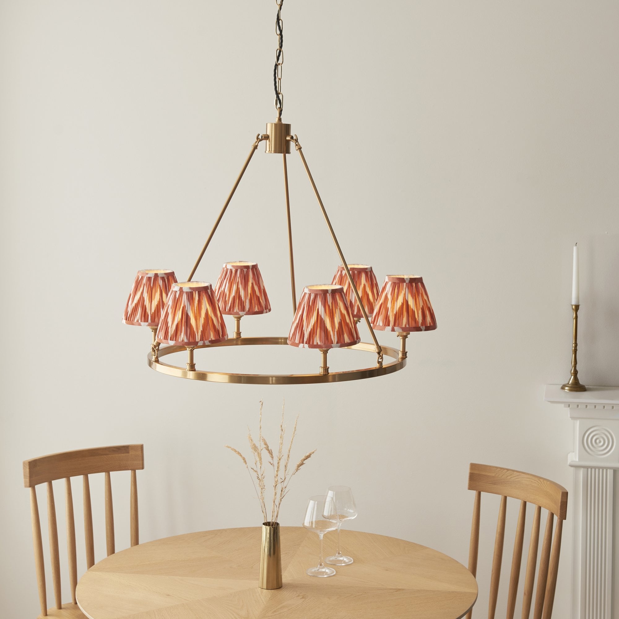 Endon Chester Pendant & Zigzag 16cm Apricot Orange Shade