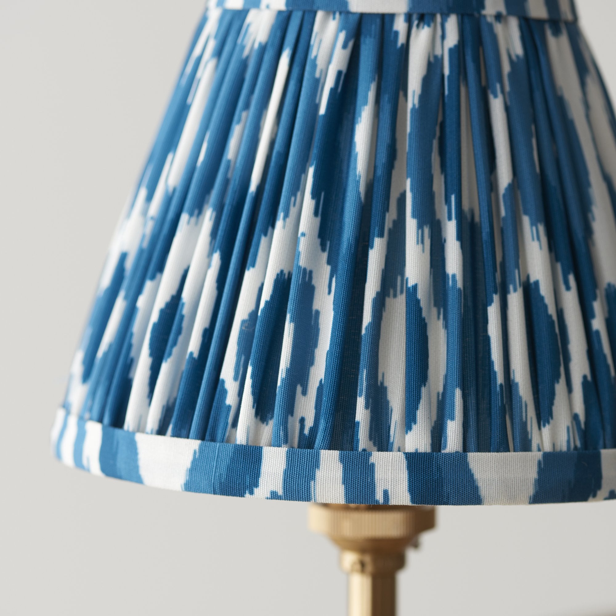 Endon Chester Aged Brass Plate 3 Light Pendant & Ikat 16cm Marlin Blue Shade