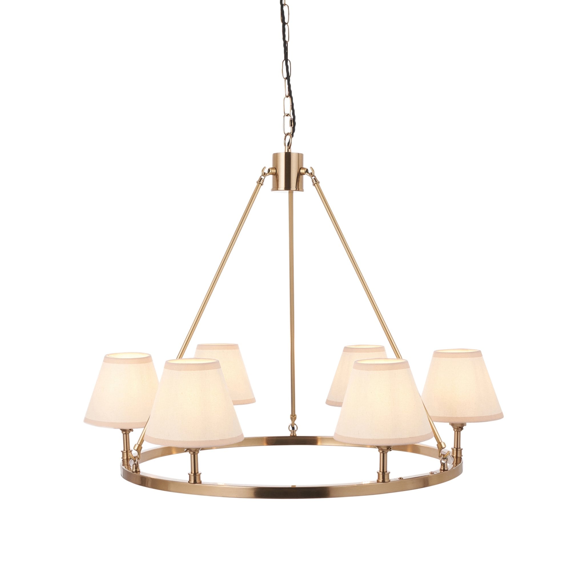 Endon Chester Aged Brass Plate 3 Light Pendant & Ivy 16cm Vintage White Shade