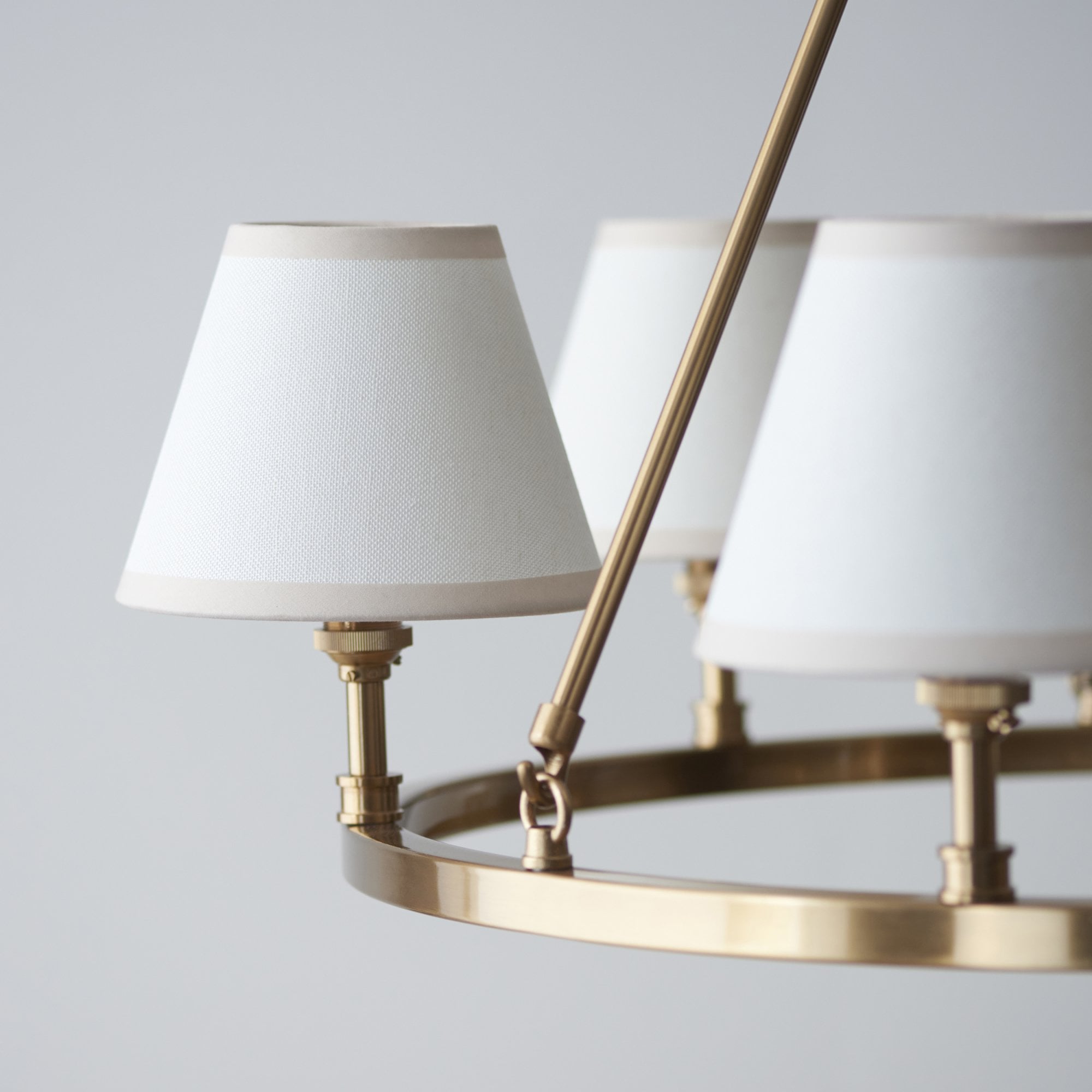 Endon Chester Aged Brass Plate 3 Light Pendant & Ivy 16cm Vintage White Shade