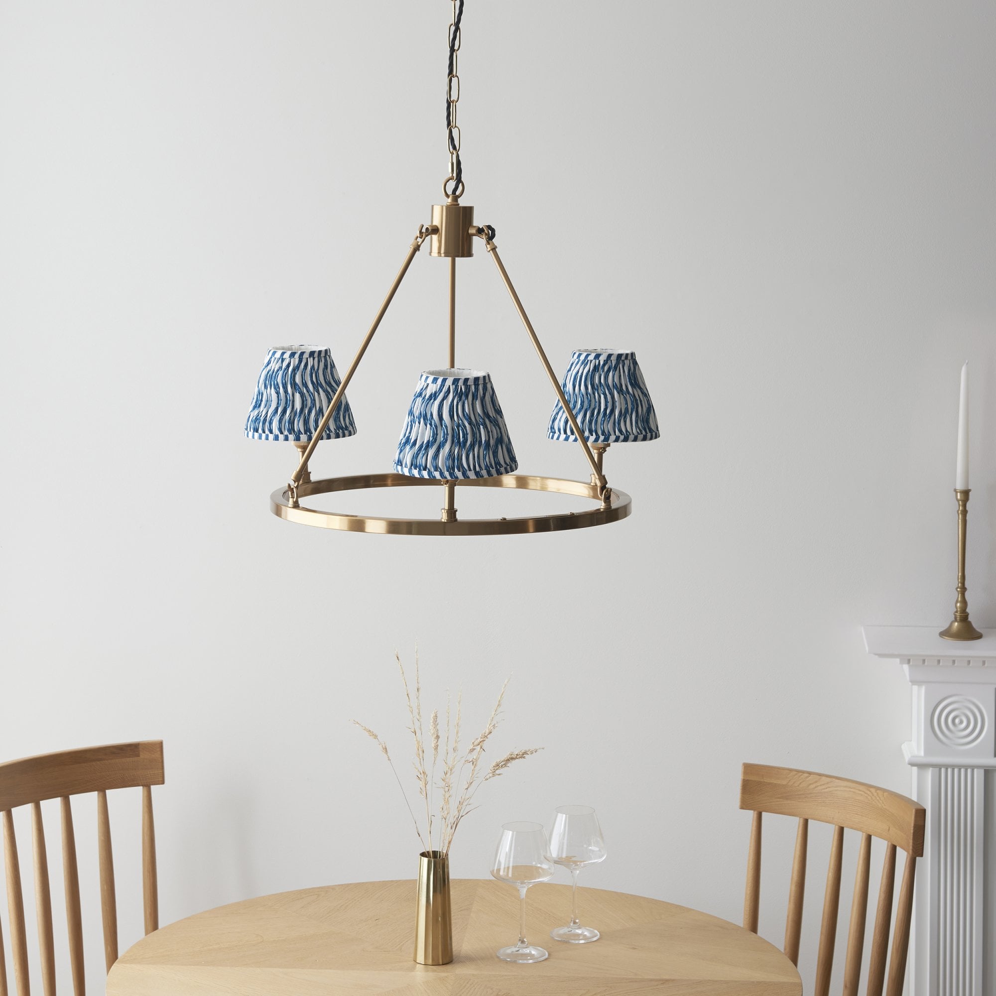 Endon Chester Pendant & Ripple 16cm Marlin Blue Shade