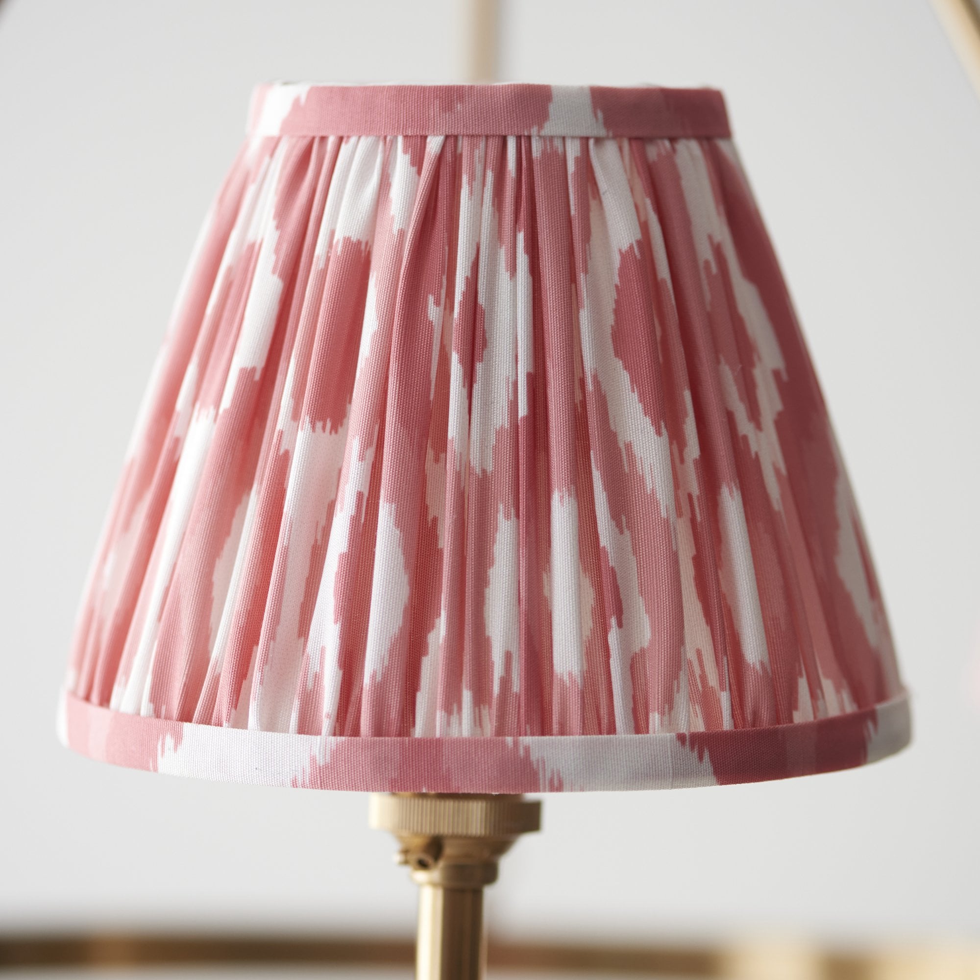 Endon Chester Aged Brass Plate 3 Light Pendant & Ikat 16cm Coral Pink Shade
