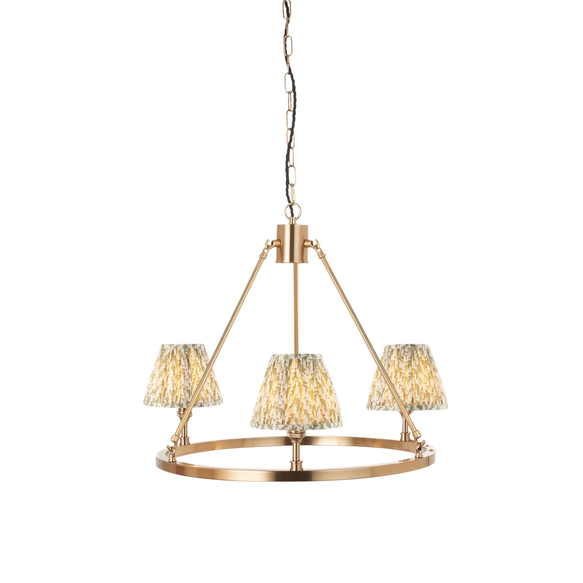 Endon Chester Aged Brass Plate 6 Light Pendant Pendant & Leaf 16cm Herb Garden Green Shade