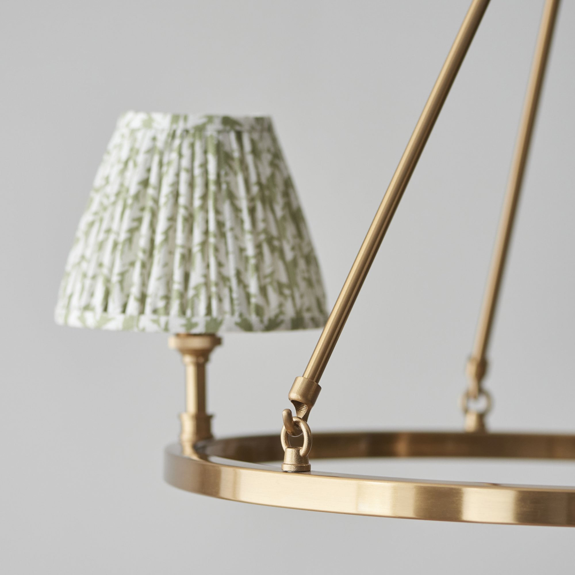Endon Chester Aged Brass Plate 6 Light Pendant Pendant & Leaf 16cm Herb Garden Green Shade